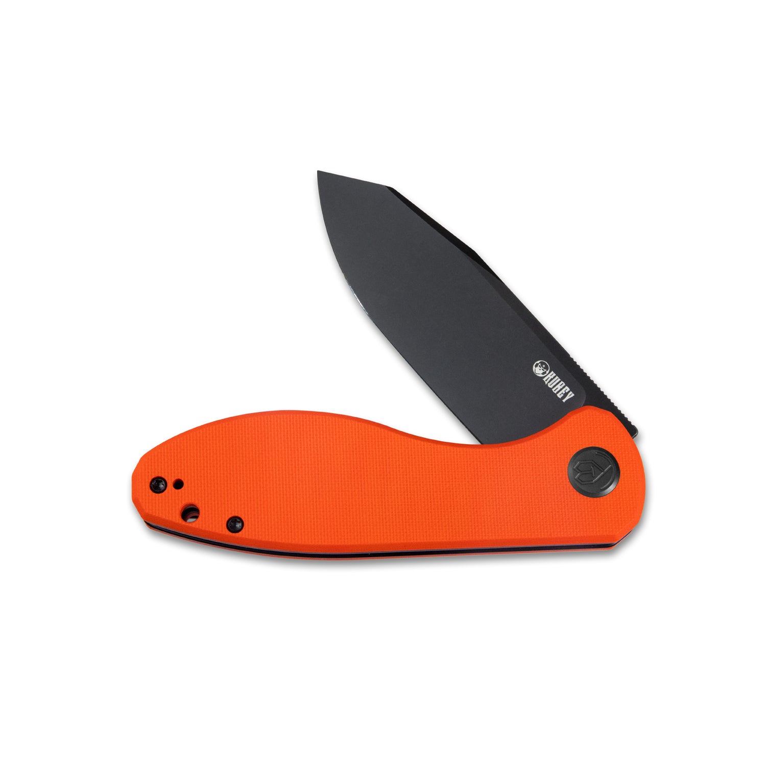 Kubey Master Chief Outdoor Folding Pocket Knife Orange G10 Handle 3.43" Blackwash AUS-10 KU358E