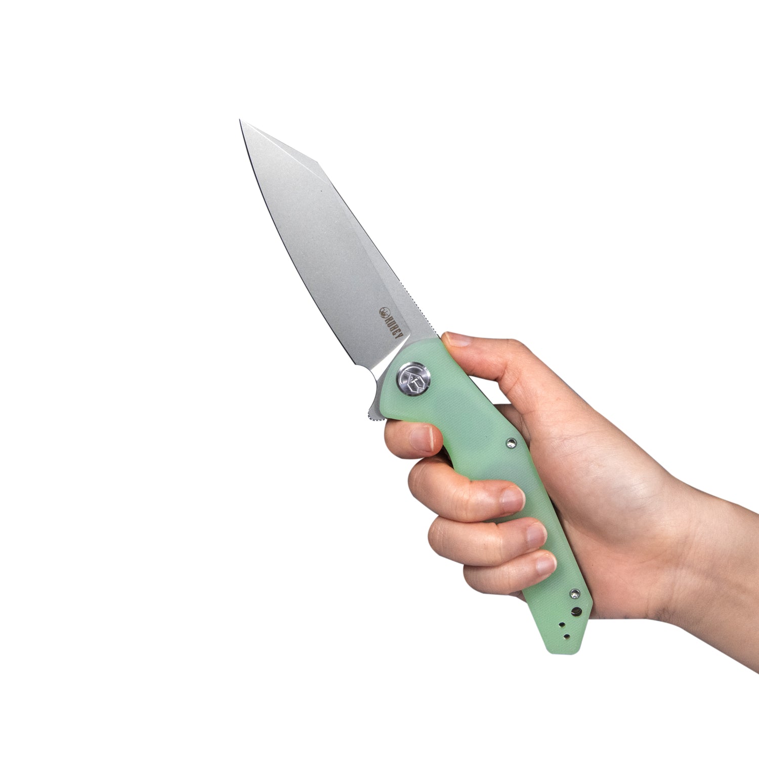 Kubey Flash Liner Lock Flipper Klappmesser Jade G10 Griff 3,82" Perlengestrahltes AUS-10 KU158I