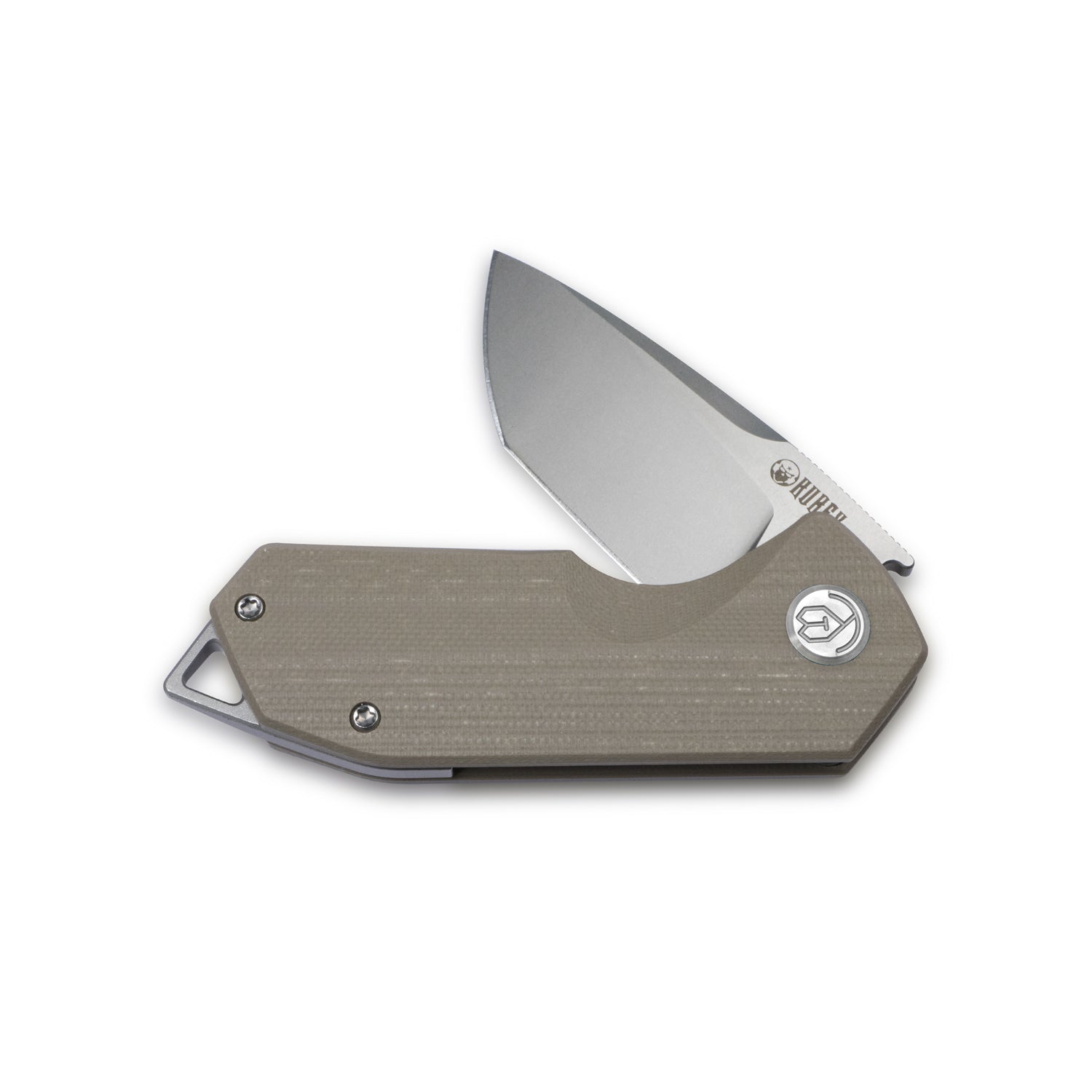 Kubey Campe Nest Liner Lock EDC Flipper Knife Striped Khaki G10 Handle 2.36"Bead Blasted D2 KU203G