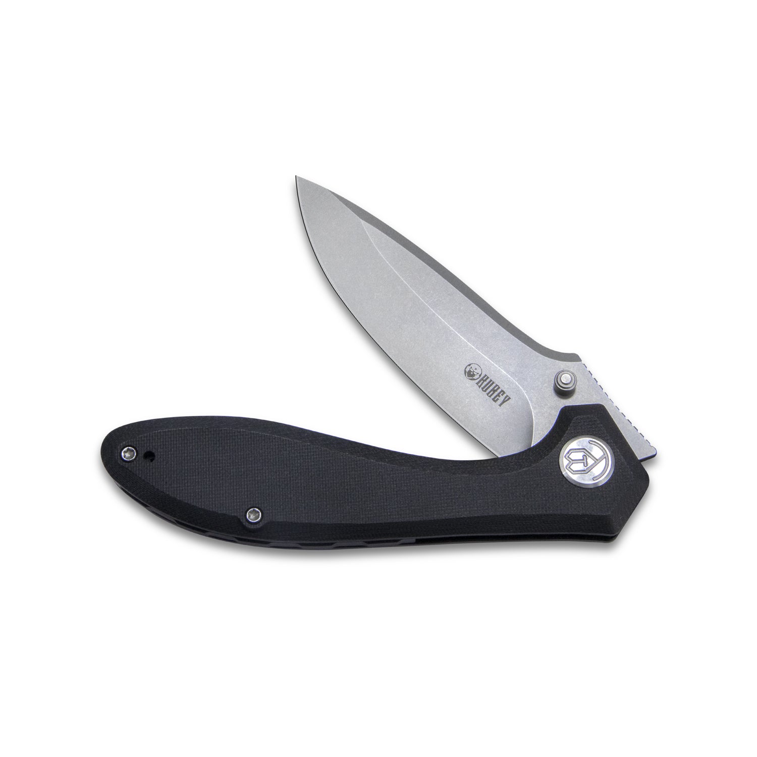 Kubey Ruckus Liner Lock Folding Knife Black G10 Handle 3.31" Bead Blasted AUS-10 KU314F