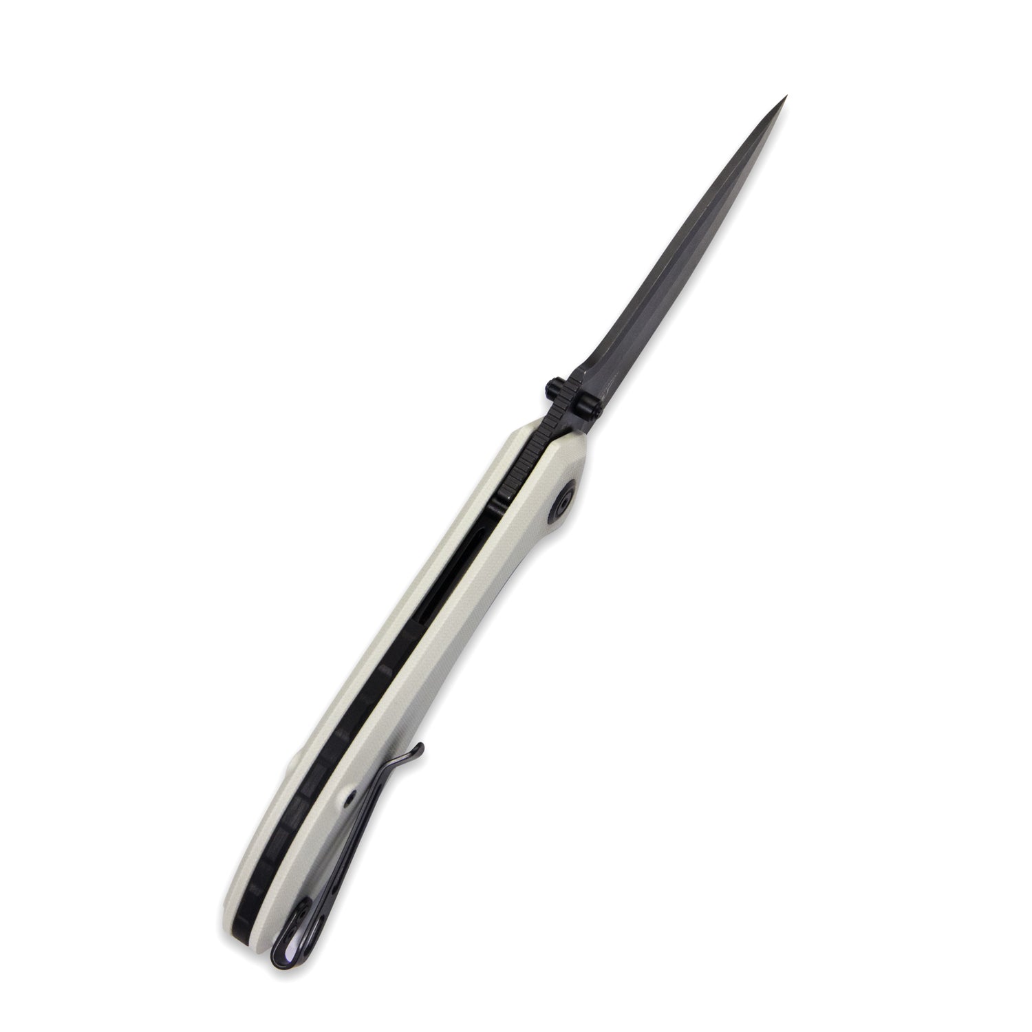 Kubey Ruckus Liner Lock Folding Knife Ivory G10 Handle 3.31" Blackwashed AUS-10 KU314D
