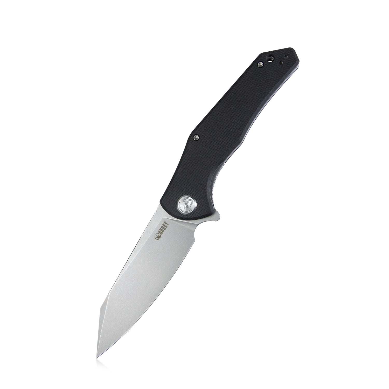 Kubey Flash Liner Lock Flipper Folding Knife Black G10 Handle 3.82" Beadblasted AUS-10 KU158E