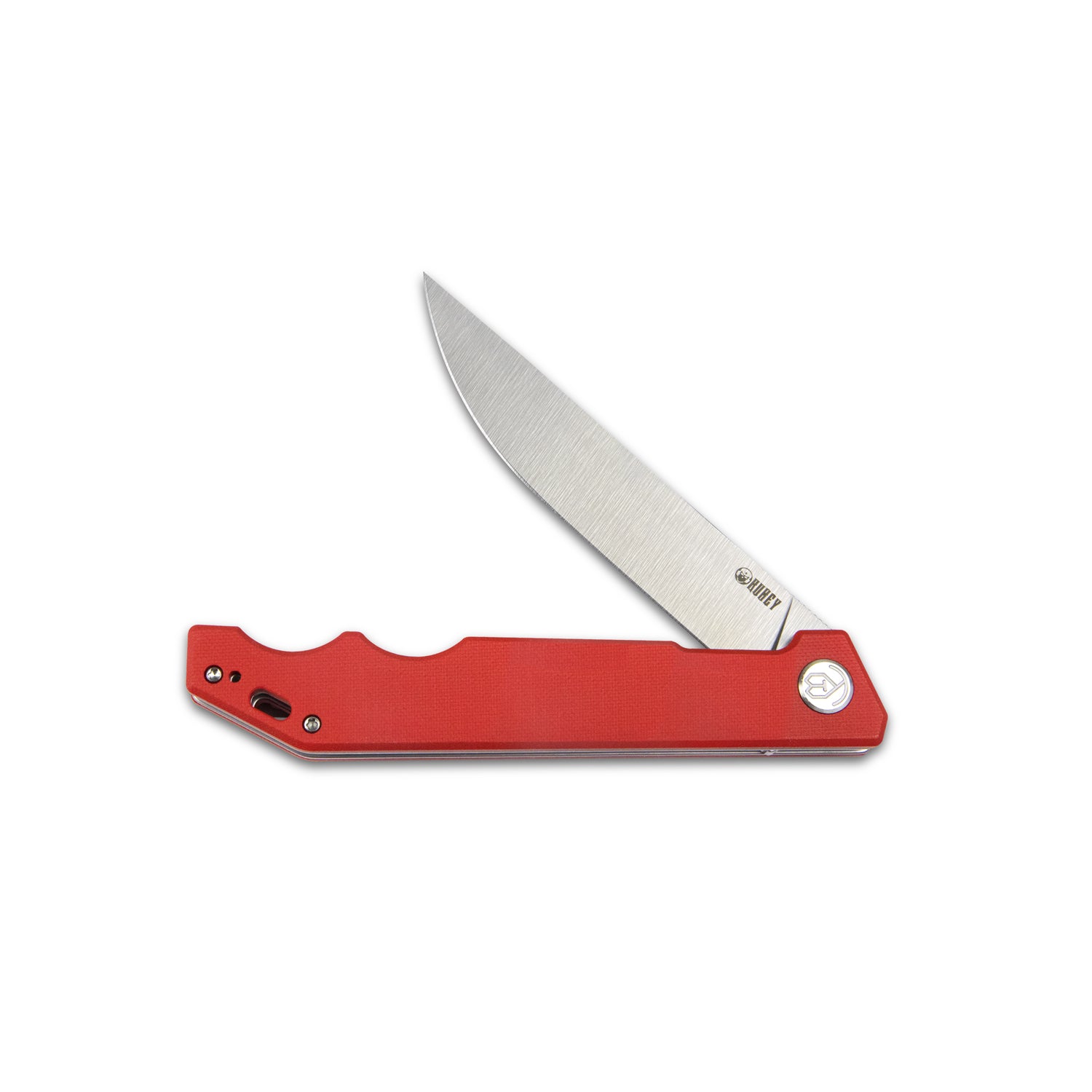 Kubey Pylades Liner Lock Flipper Folding Knife Red Handle 4.65" Satin AUS-10 KU253F