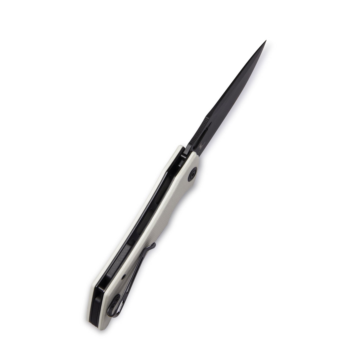Kubey Raven Liner Lock Flipper Knife Ivory G10 Handle 3.5" Dark Stonewashed AUS-10 KB245F