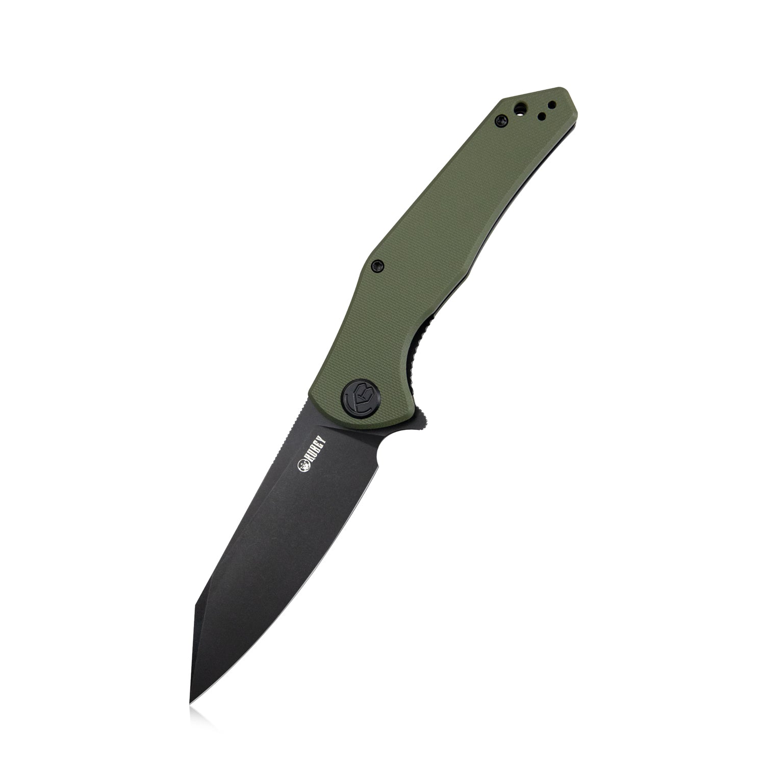 Kubey Flash Liner Lock Flipper Folding Knife Green G10 Handle 3.82" Blackwashed AUS-10 KU158F