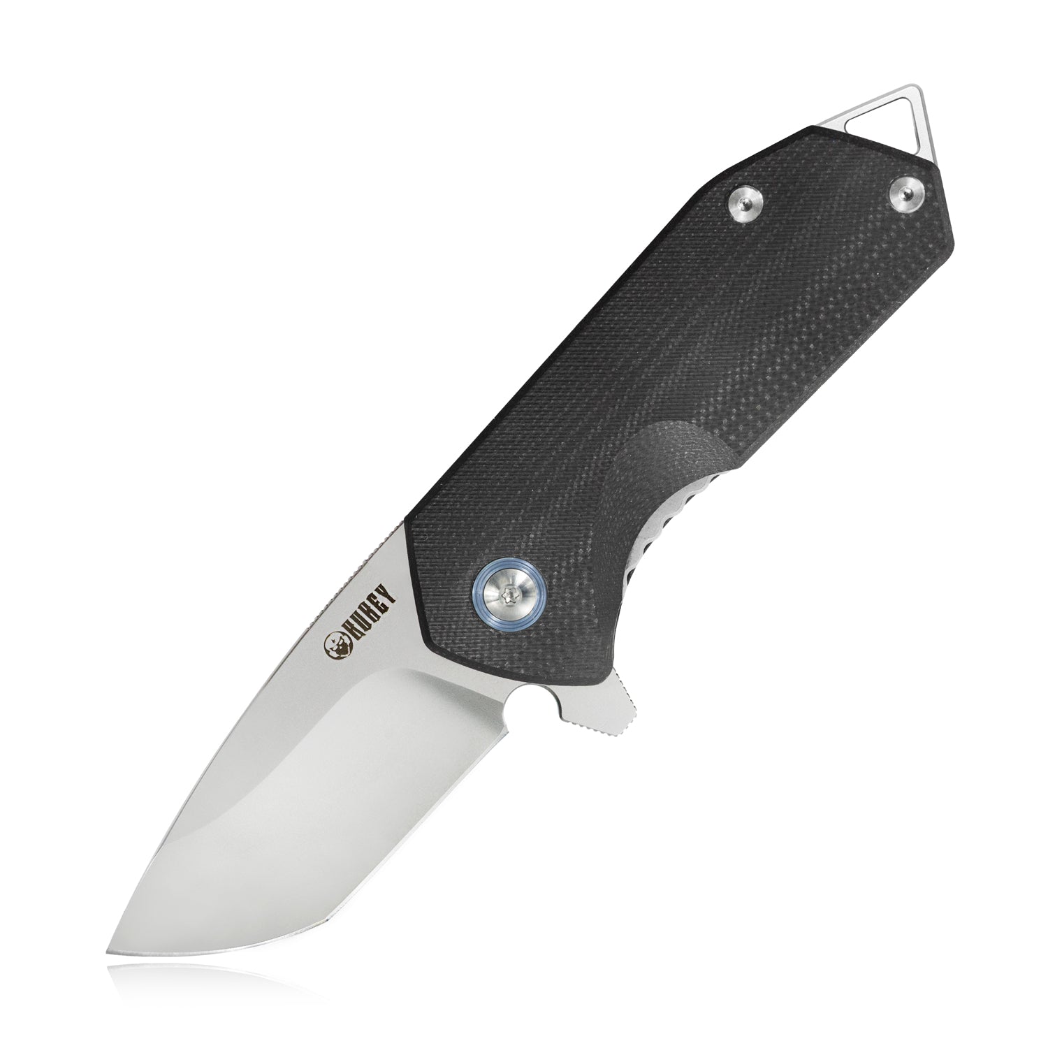 Kubey Campe Nest Liner Lock EDC Flipper Knife Black G10 Handle 2.36" Sandblast D2 KU203A