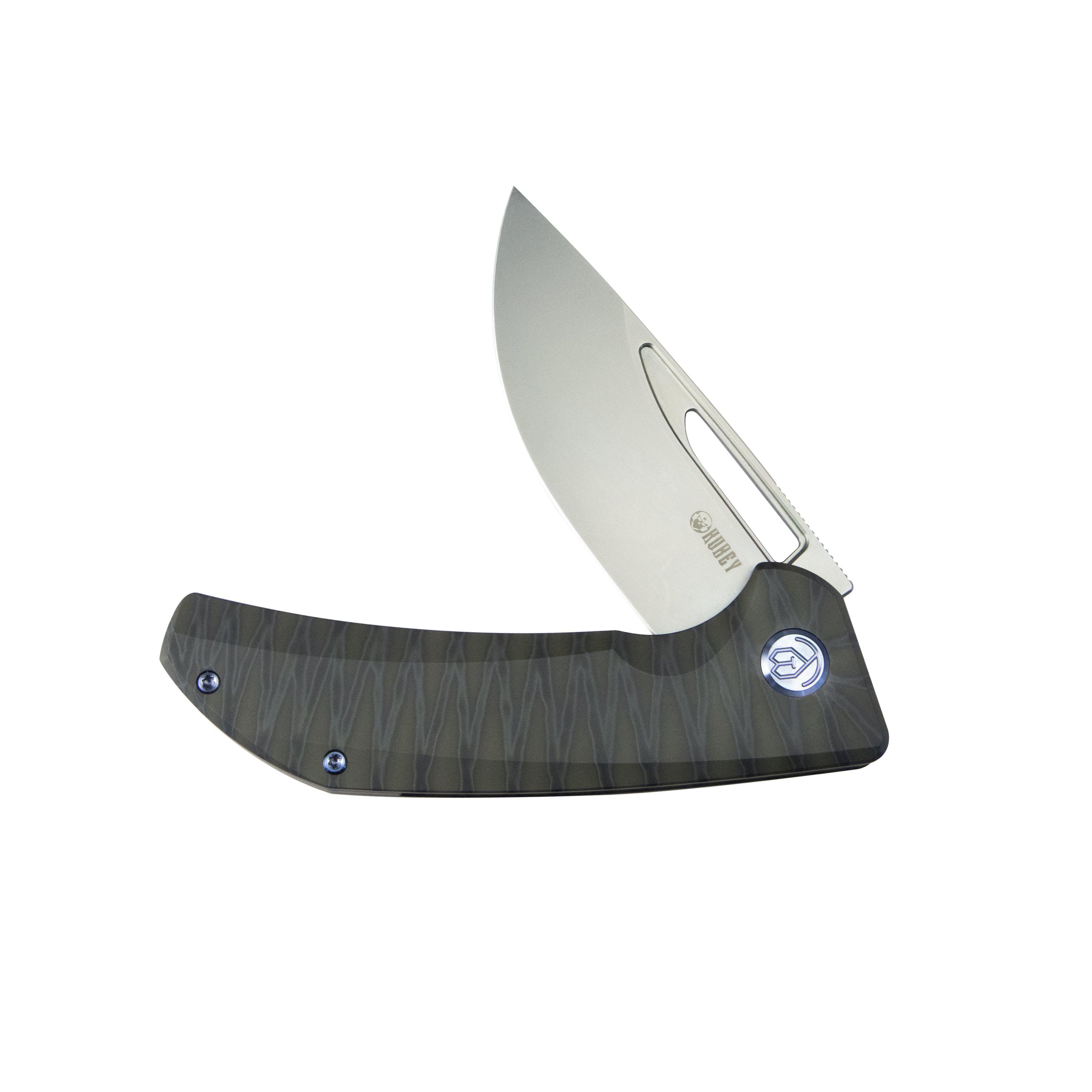 Kubey Hyperion Frame Lock Tactical Knife Flame 6AL4V Titanium Handle 3.50" Sandblast CPM-S35VN KB368F