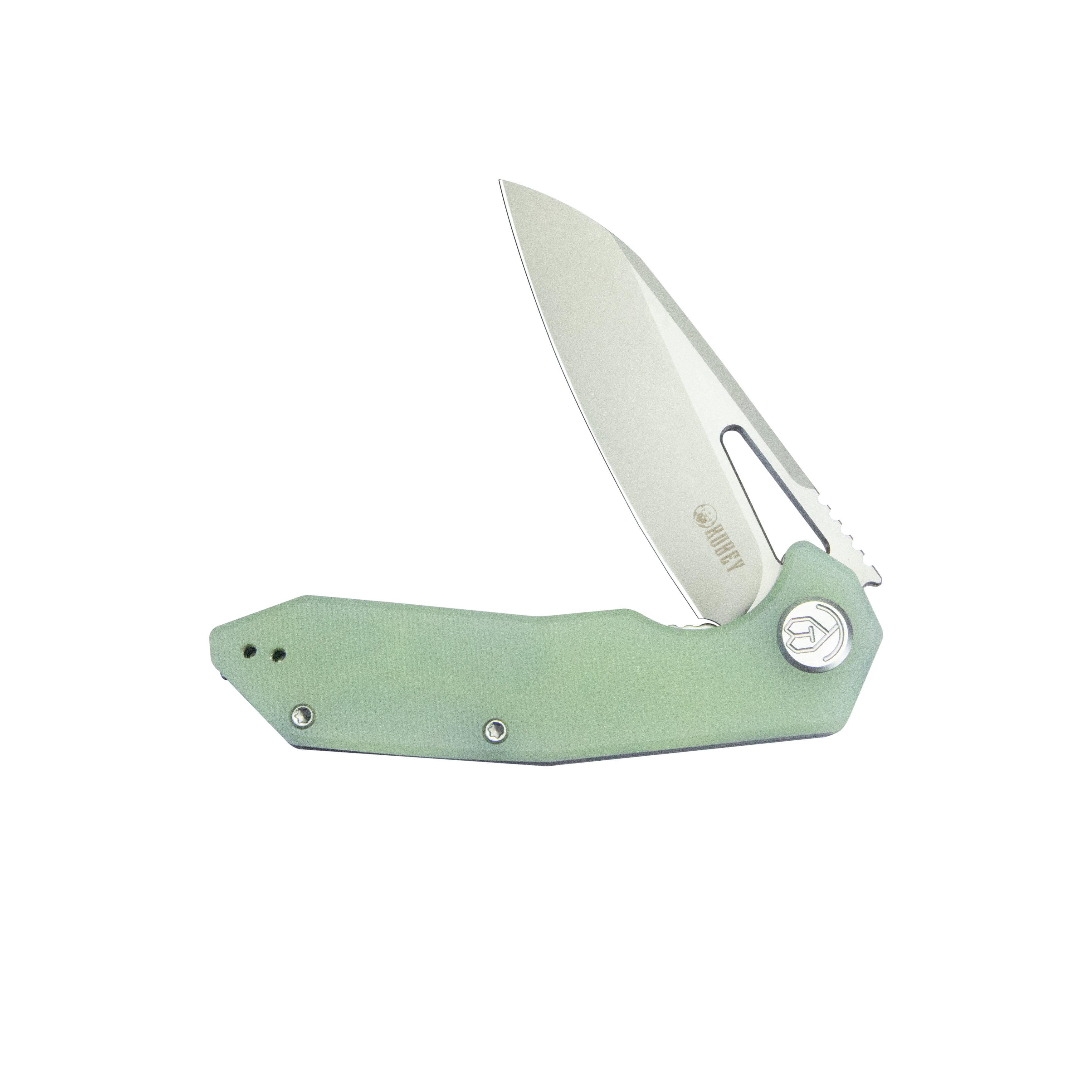 Kubey Vagrant Liner Lock Folding Knife Jade G10 Handle 3.1" Sandblast 14C28N KU291M