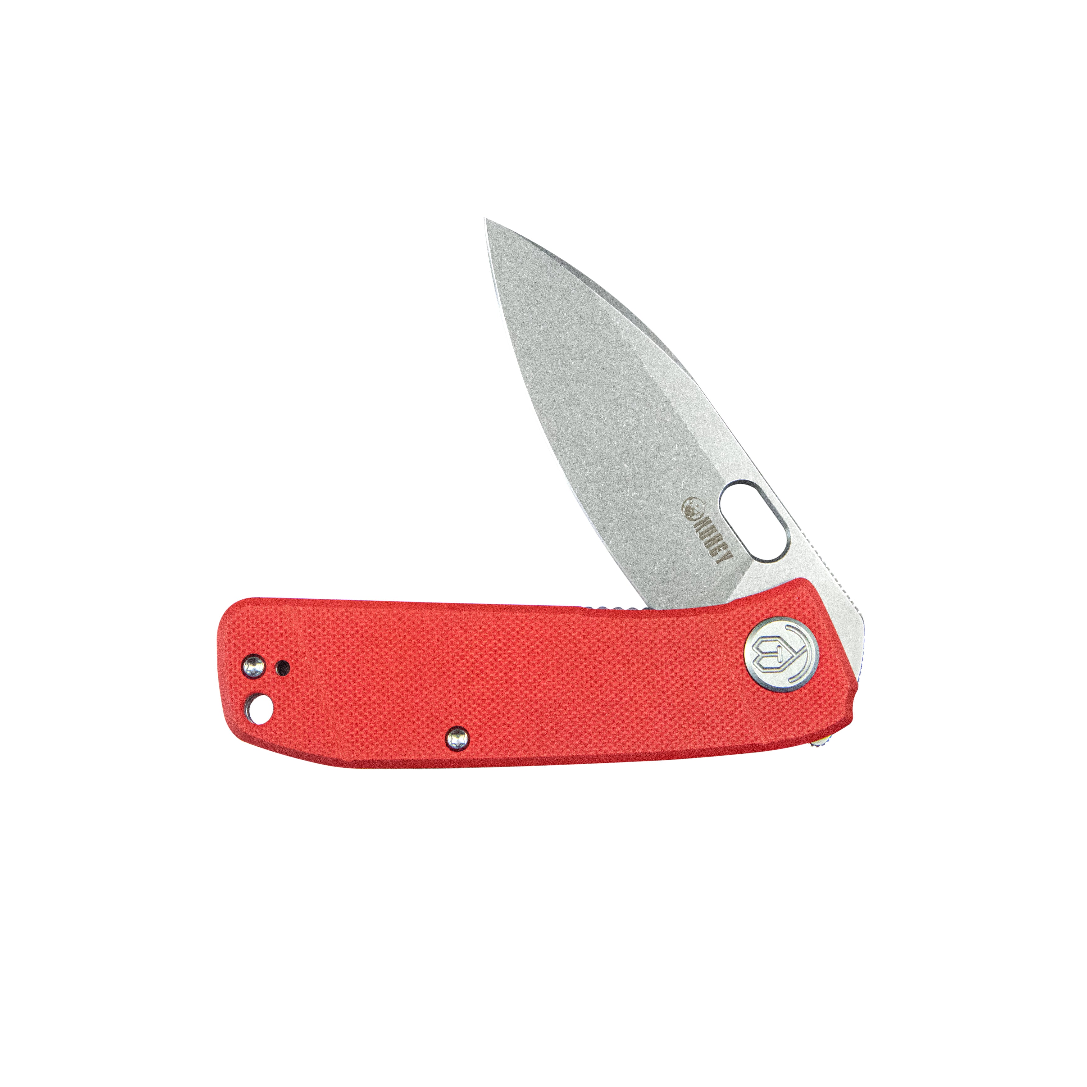 Kubey Hyde Liner Lock Folding Knife Red G10 Handle 2.95" Bead Blasted 14C28N KU2104G