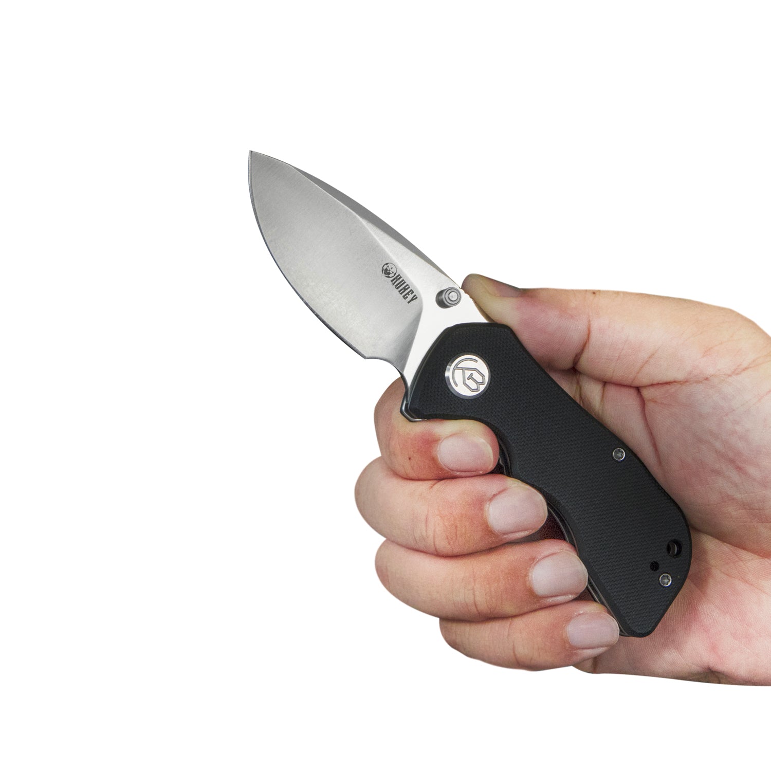 Kubey Karaji Liner Lock Dual Thumb Studs Open Folding Pocket Knife Black G10 Handle 2.56" Bead Blasted D2 KU180E