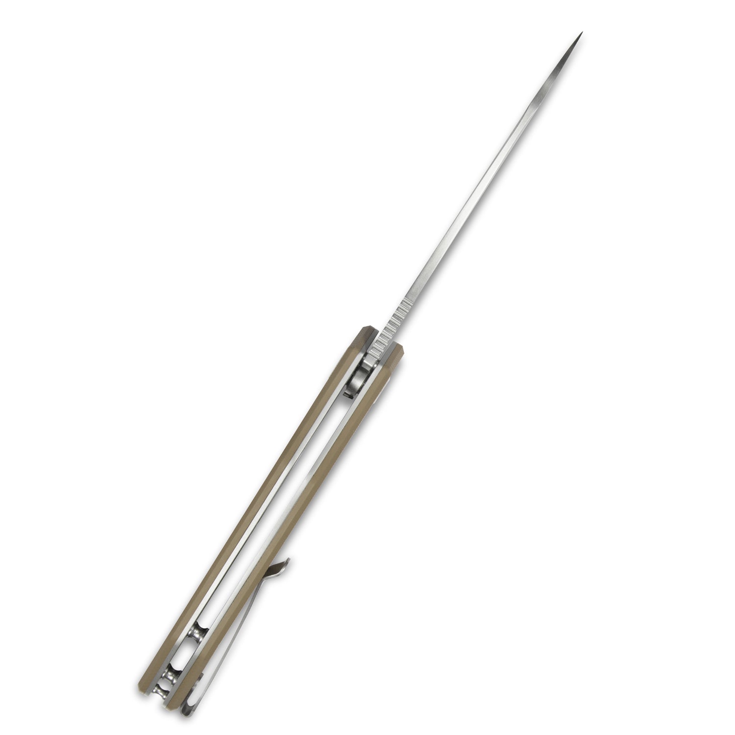 Kubey Nova Liner Lock Flipper Folding Pocket Knife Tan G10 Handle Satin D2 KU117F