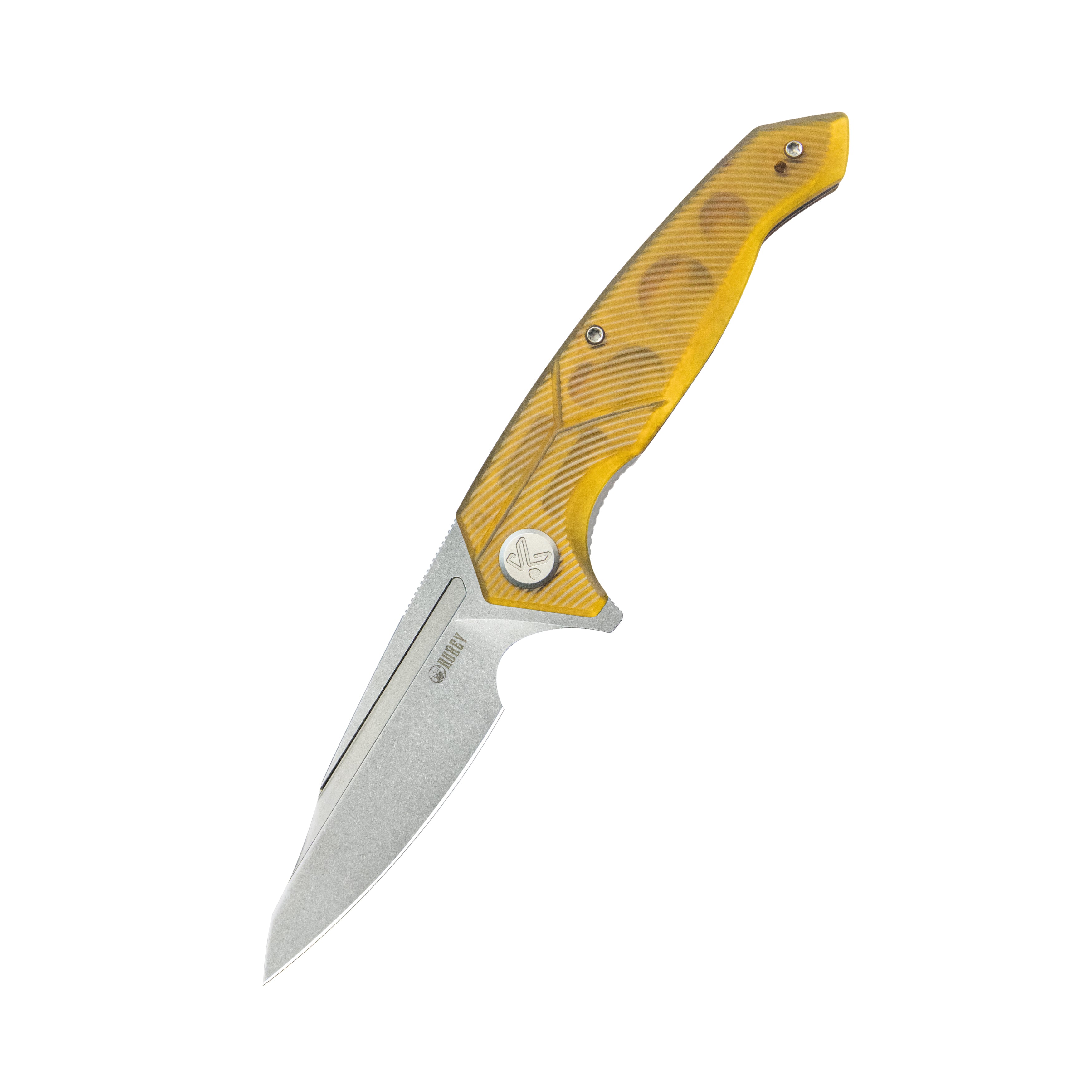 Kubey RBC-1 Outdoor Flipper Knife Ultem Handle 3.46" Stonewash 14C28N KU373D