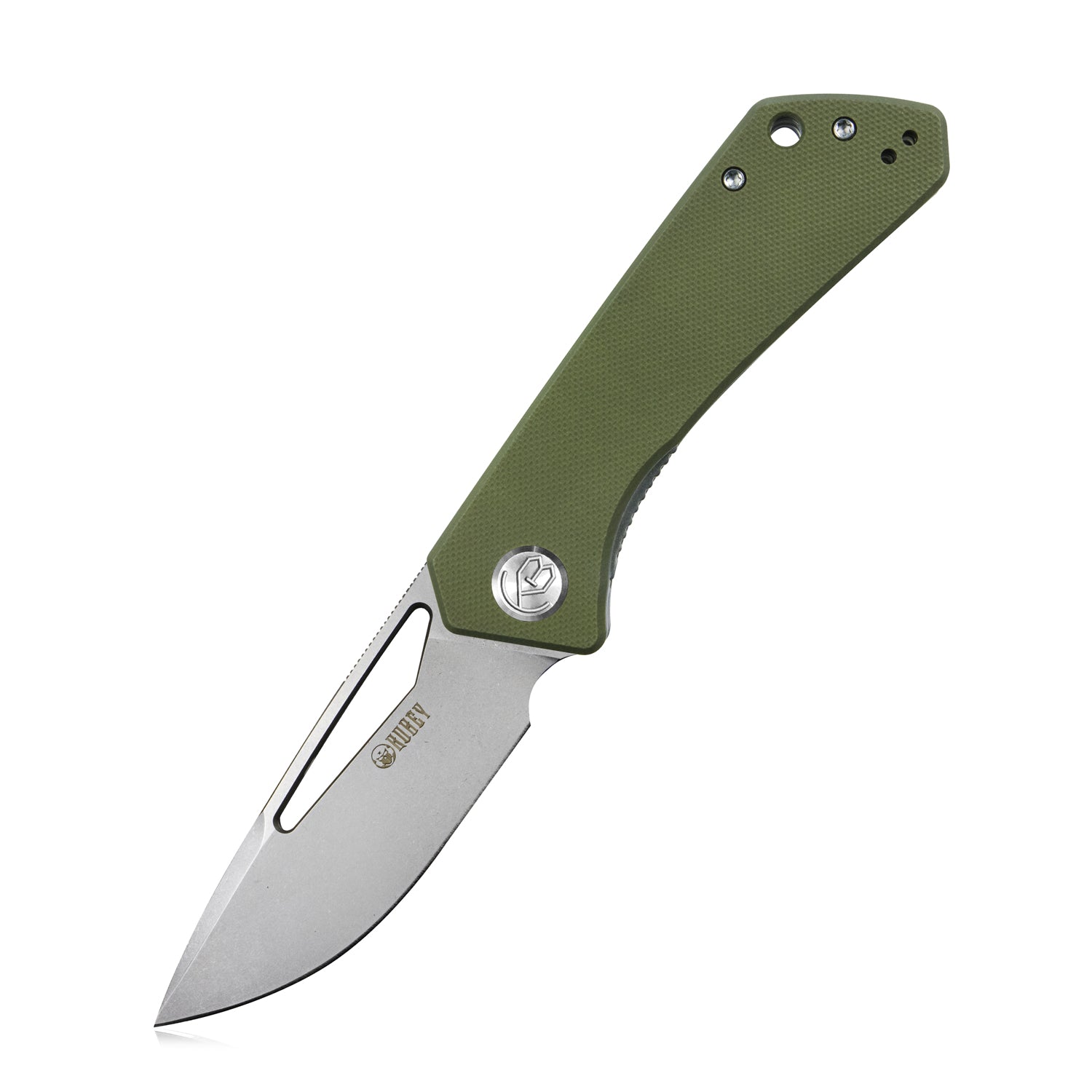 Kubey Thalia Front Flipper EDC Taschenklappmesser Grüner G10-Griff 3,27" Perlengestrahlt D2 KU331D