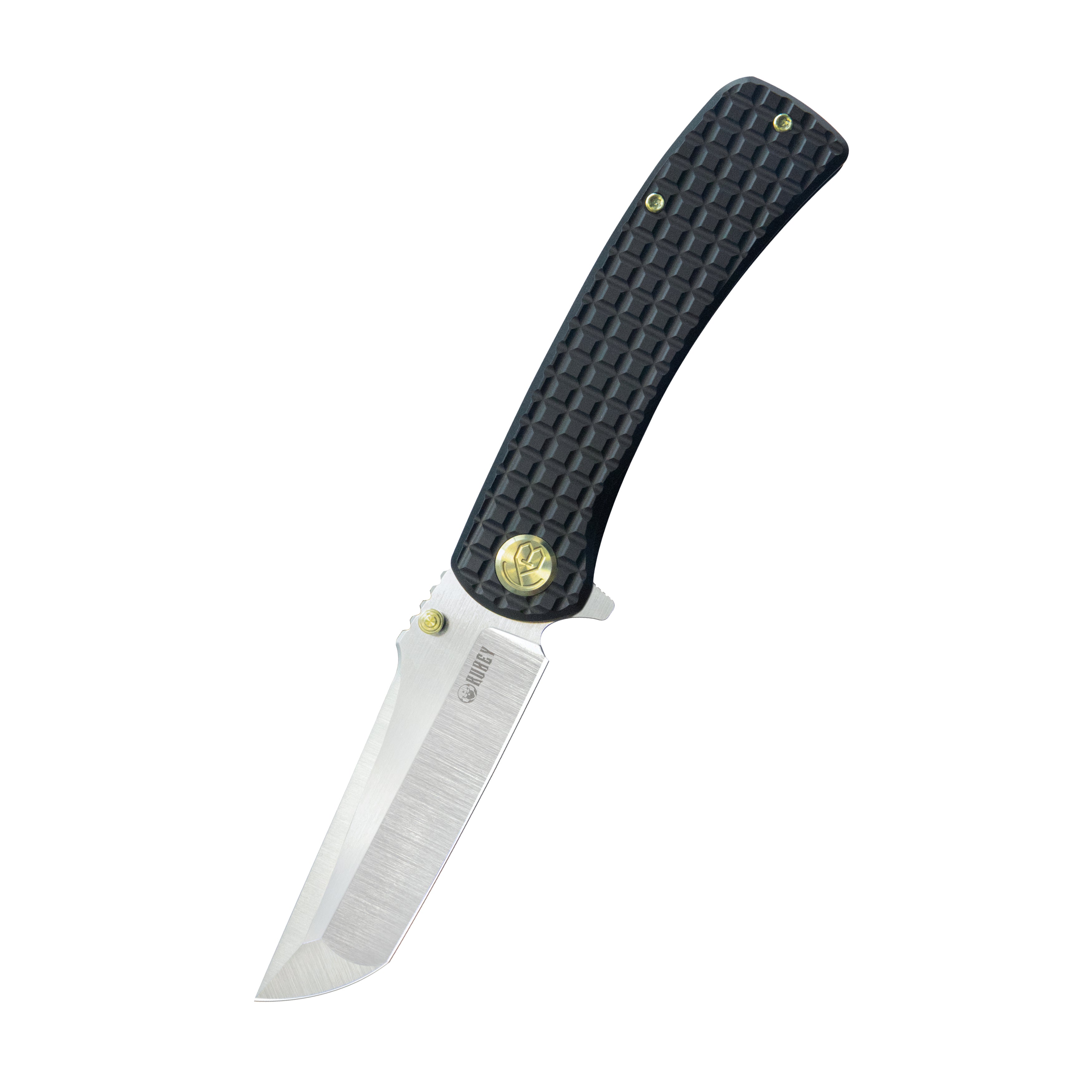 Kubey Interflow Tactical Folding Knife Flipper Folder Black Titanium Handle 3.50" Belt Satin Bohler M390 Blade KB294C