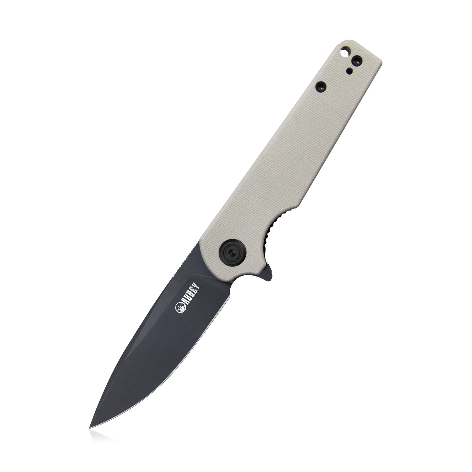 Kubey Wolverine Liner Lock Folding Knife Ivory G10 Handle 2.91" Dark Stonewashed D2 KU233G