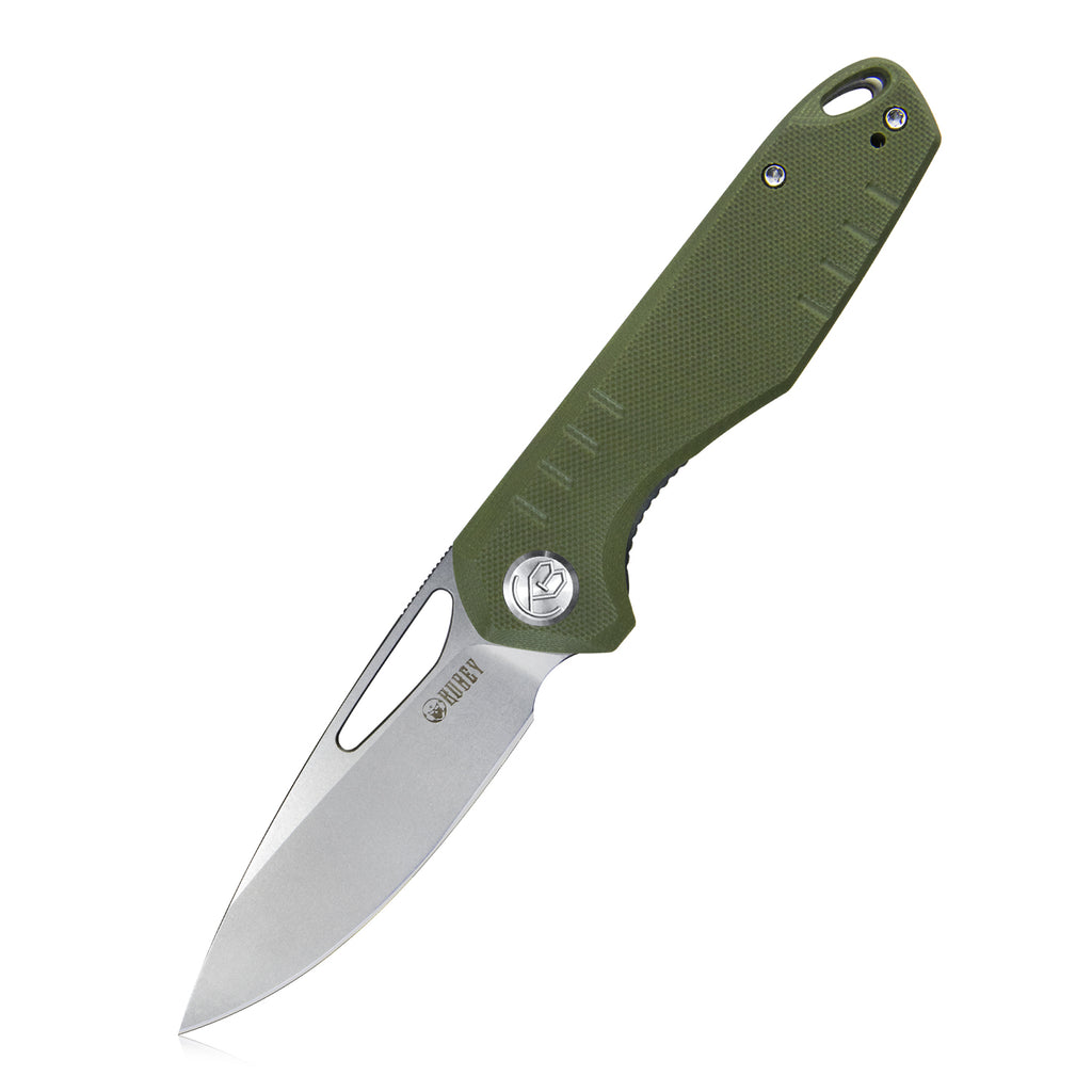 Kubey Doris Liner Lock Front Flipper Folding Knife Green G10 Handle 3.