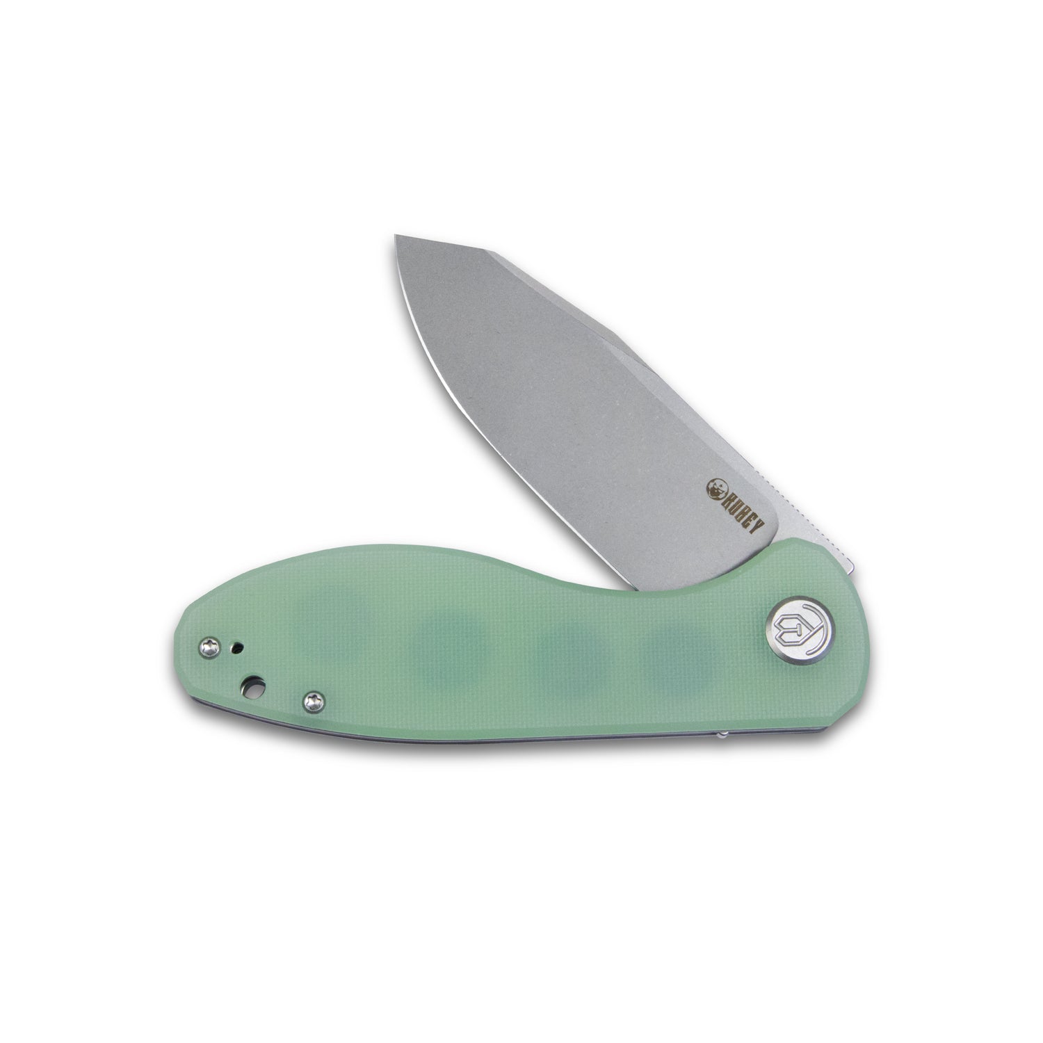 Kubey Master Chief Outdoor Folding Pocket Knife Jade G10 Handle 3.43" Beadblast AUS-10 KU358C