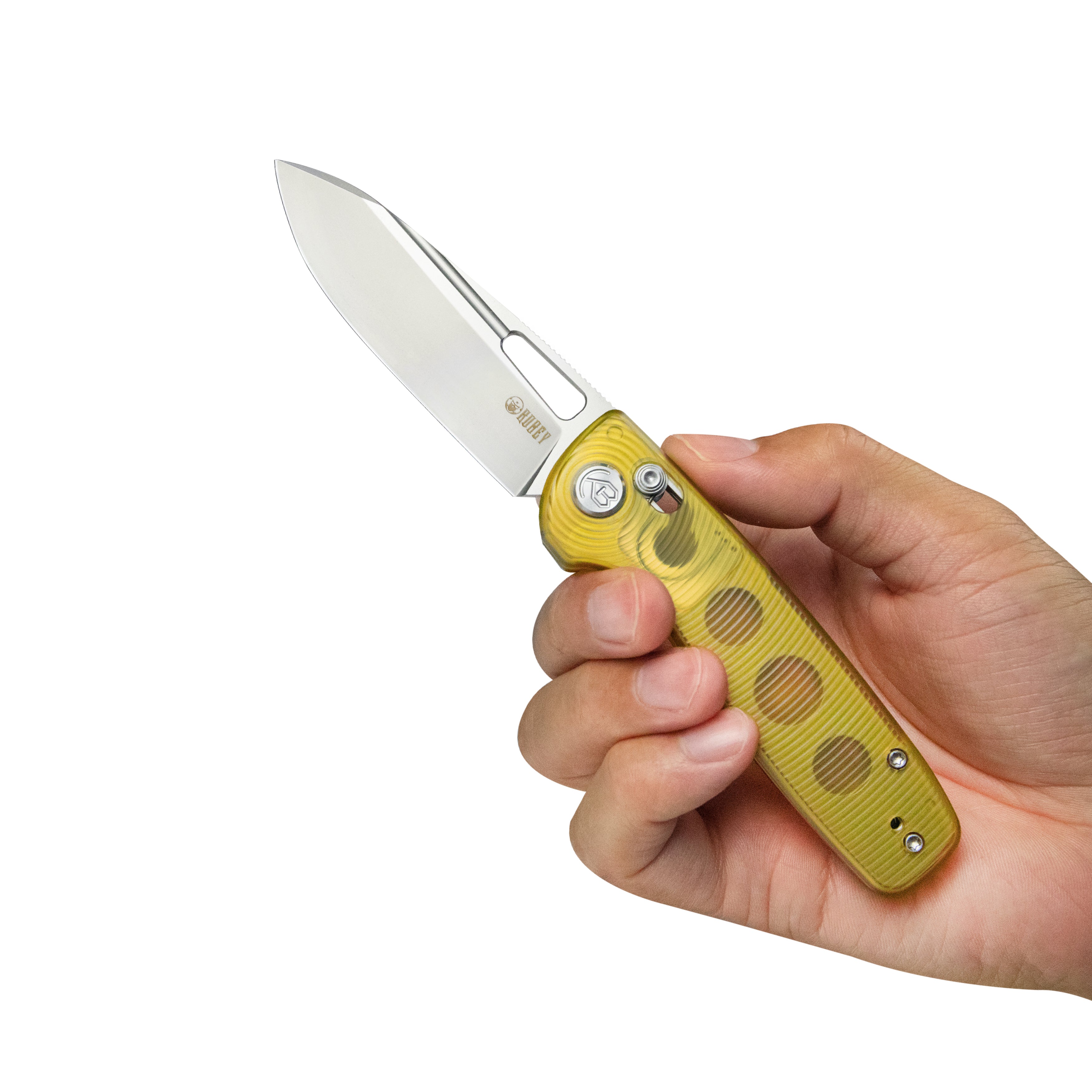 Kubey Bluff Crossbar lock Everyday Carry Pocket Folding Knife Ultem Handle Sandblast 14C28N Blade KU248A