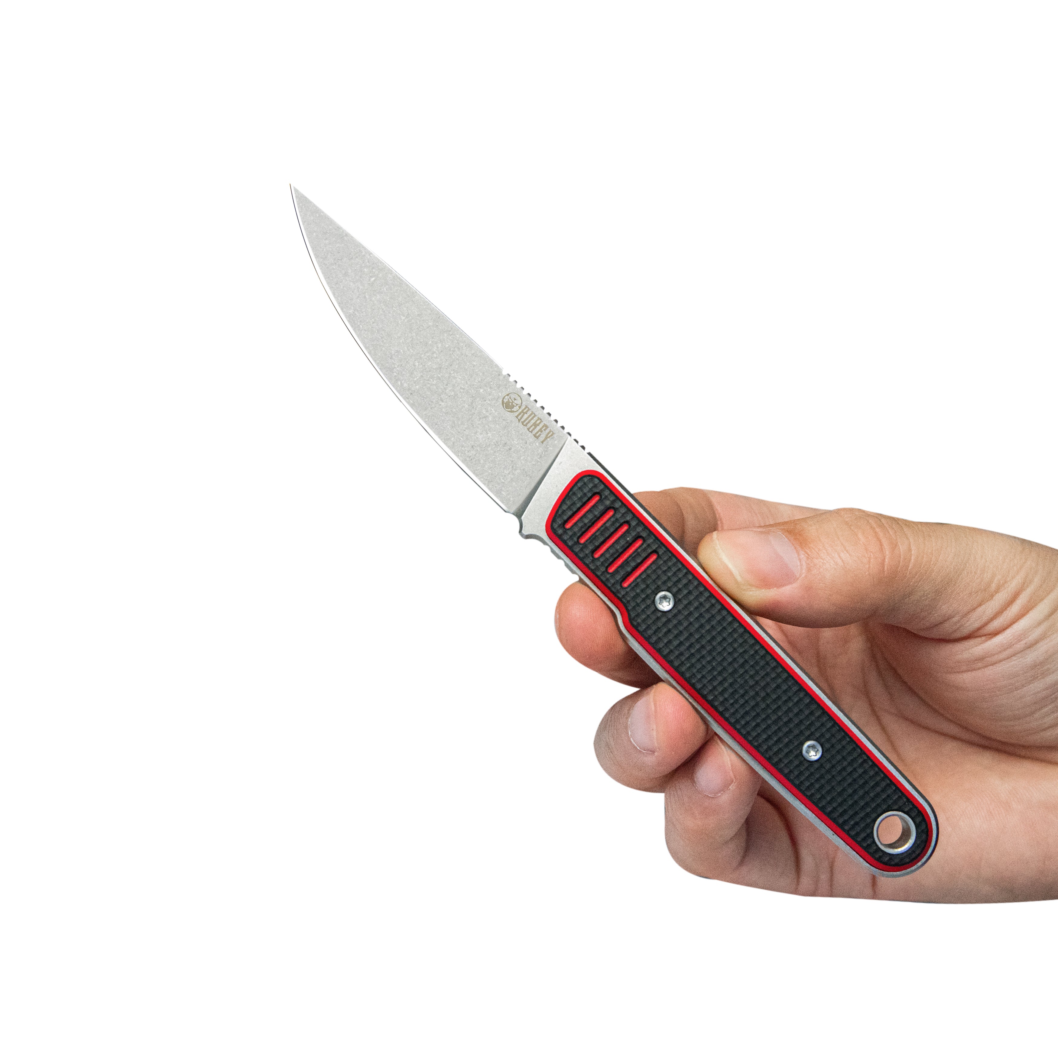 Kubey JL Drop Point Fixie Every Day Carry Fixed Blade Knife Red Black G-10 3.11'' Drop Point Beadblast 14C28N KU356D