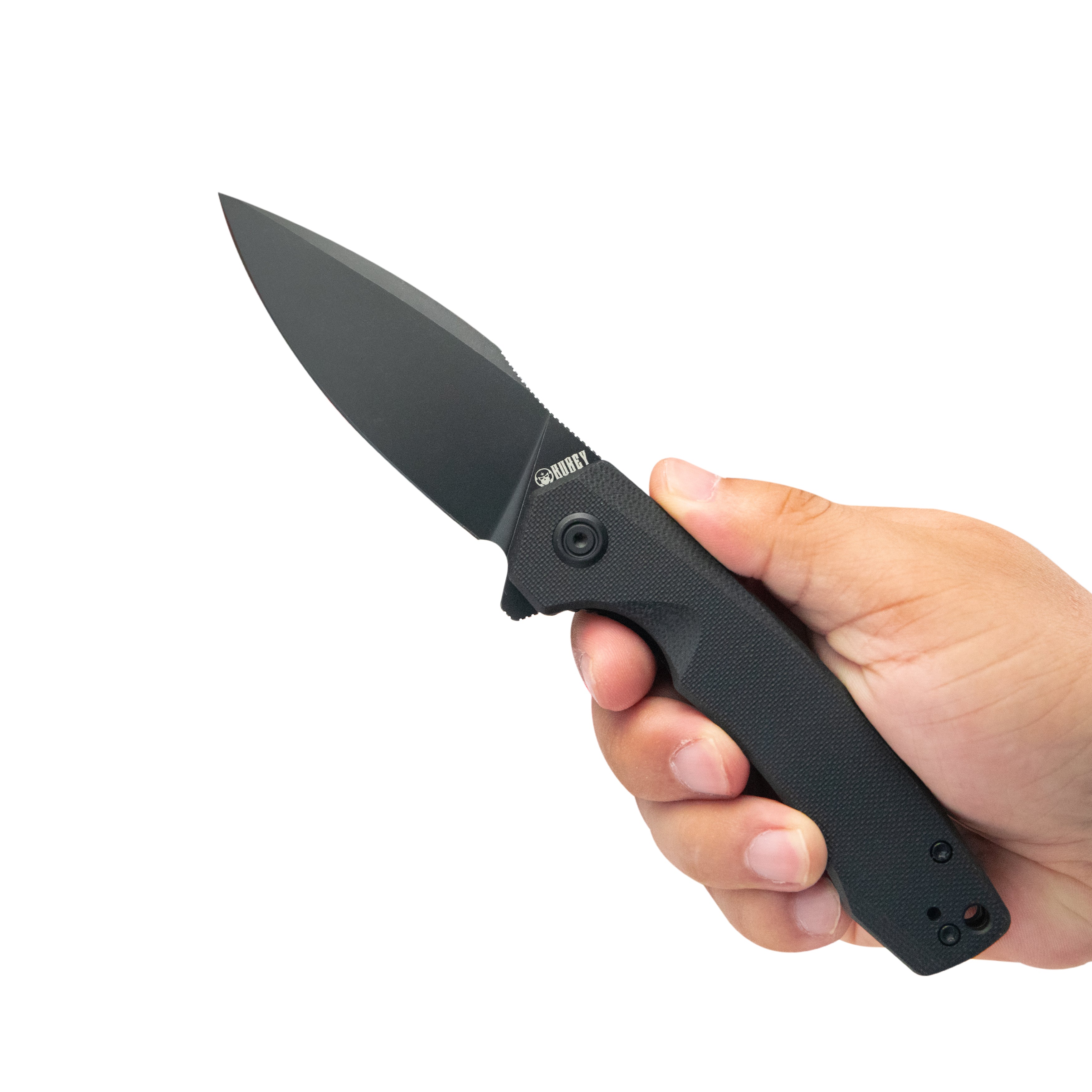 Kubey Calyce Liner Lock Flipper Folding Knife Black G10 Handle 3.27" Blackwashed AUS-10 KU901L