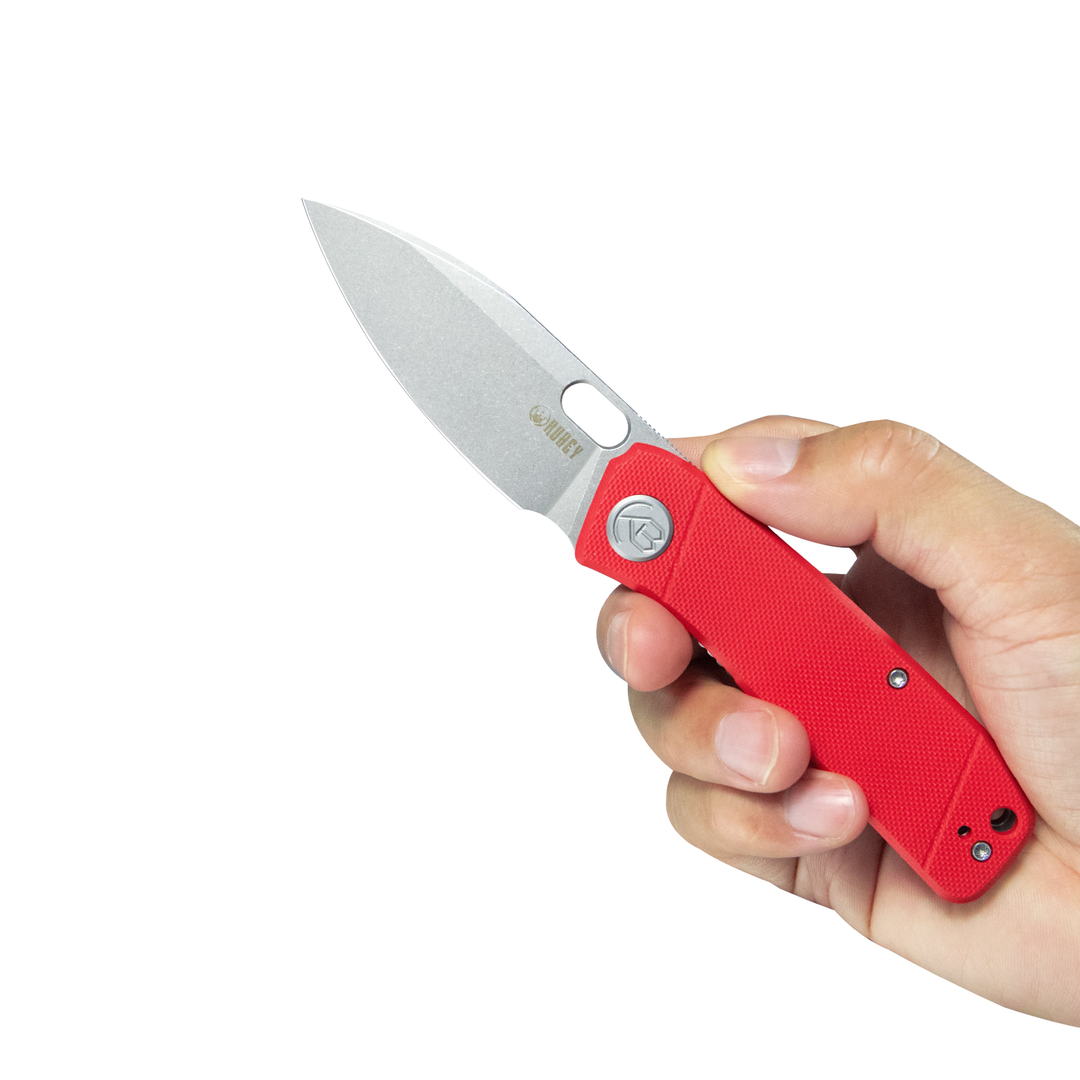 Kubey Hyde Liner Lock Folding Knife Red G10 Handle 2.95" Bead Blasted 14C28N KU2104G