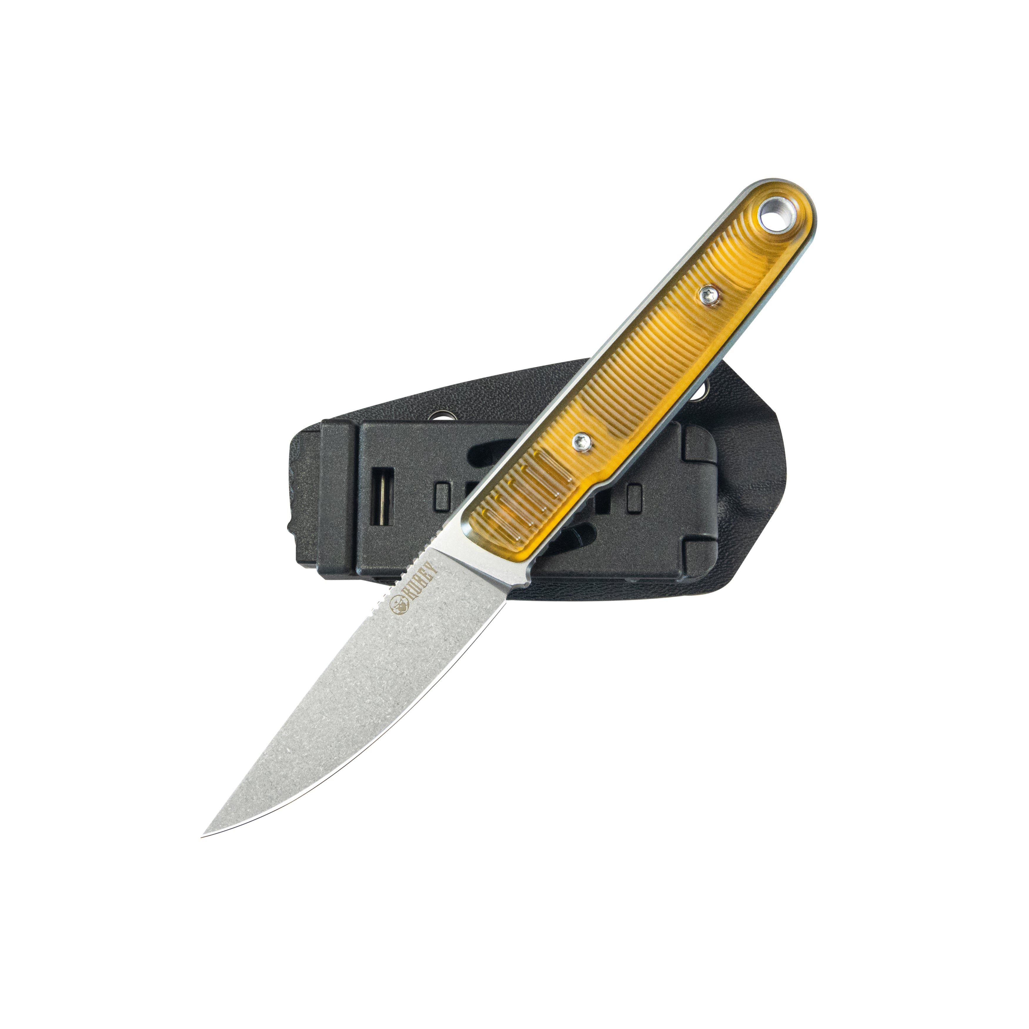 Kubey JL Drop Point Fixie Every Day Carry Fixed Blade Knife Ultem Handle 3.11'' Drop Point Beadblast 14C28N KU356C