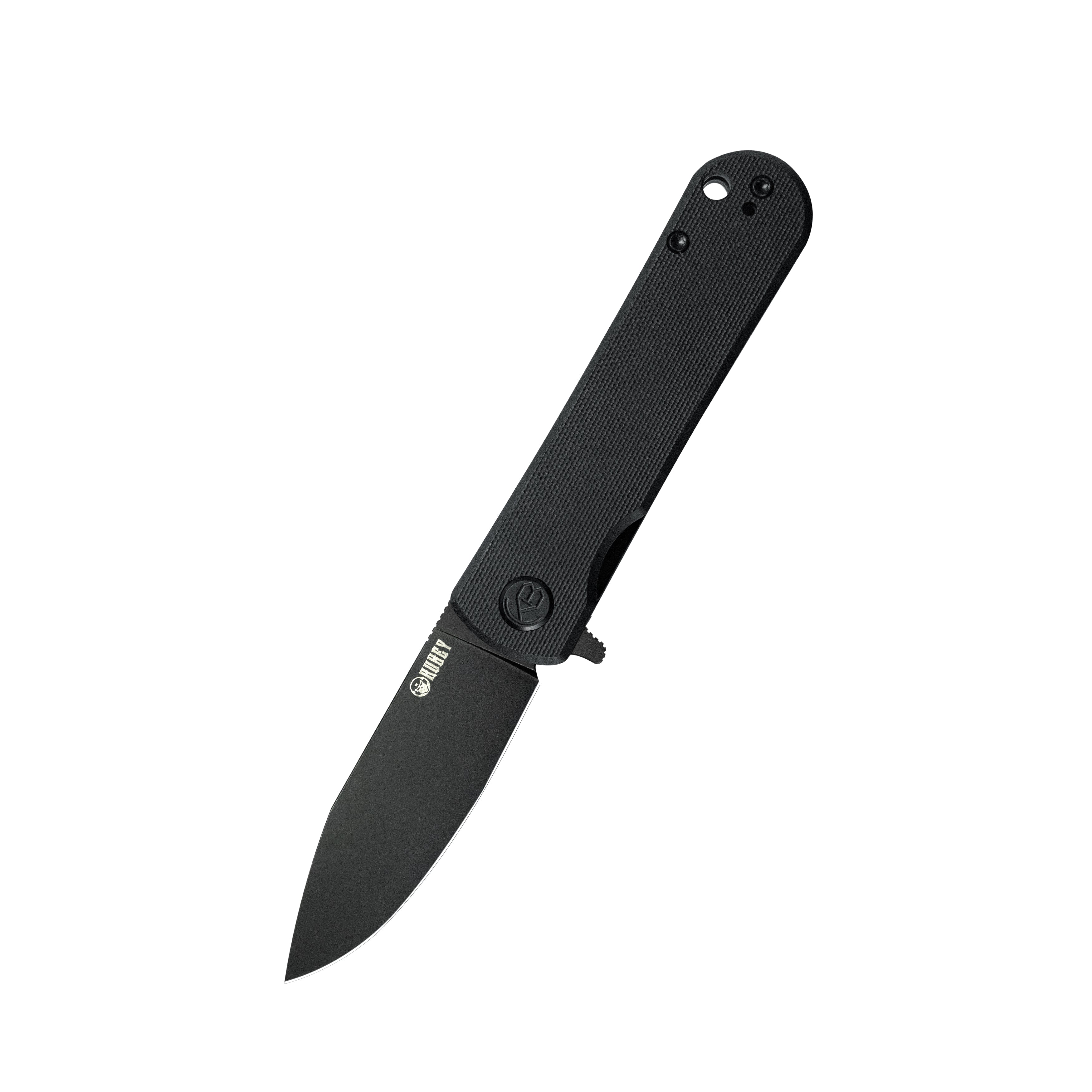 Kubey NEO Outdoor-Klapptaschenmesser, schwarzer G10-Griff, 8,9 cm, Blackwash AUS-10 KU371B
