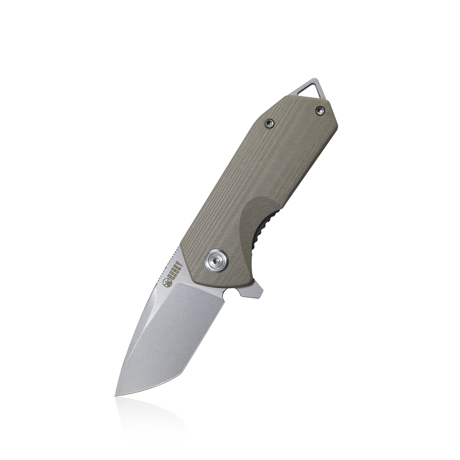 Kubey Campe Nest Liner Lock EDC Flipper Knife Striped Khaki G10 Handle 2.36"Bead Blasted D2 KU203G