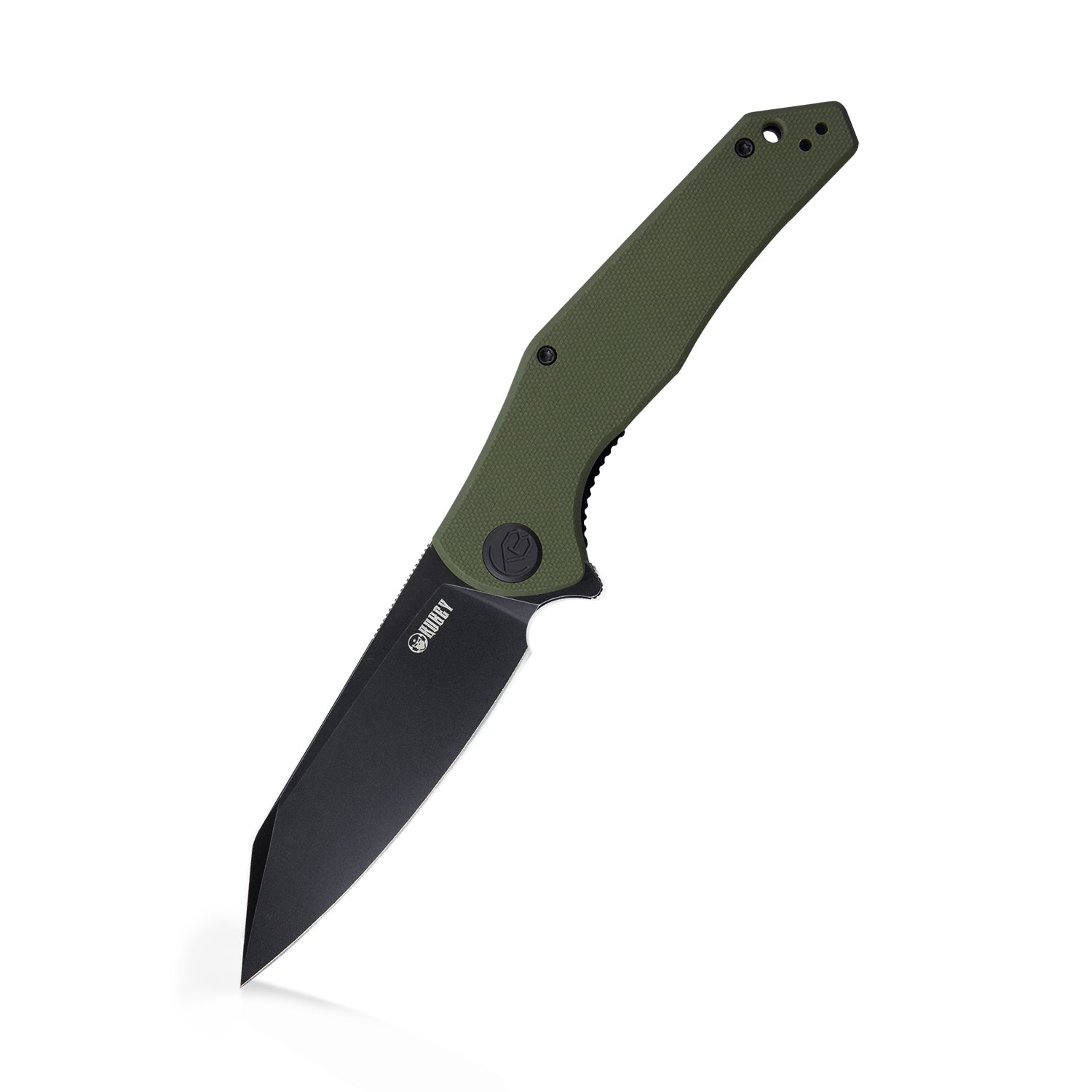 Kubey Flash Liner Lock Flipper Folding Knife Green G10 Handle 3.82" Blackwash D2 KU158B