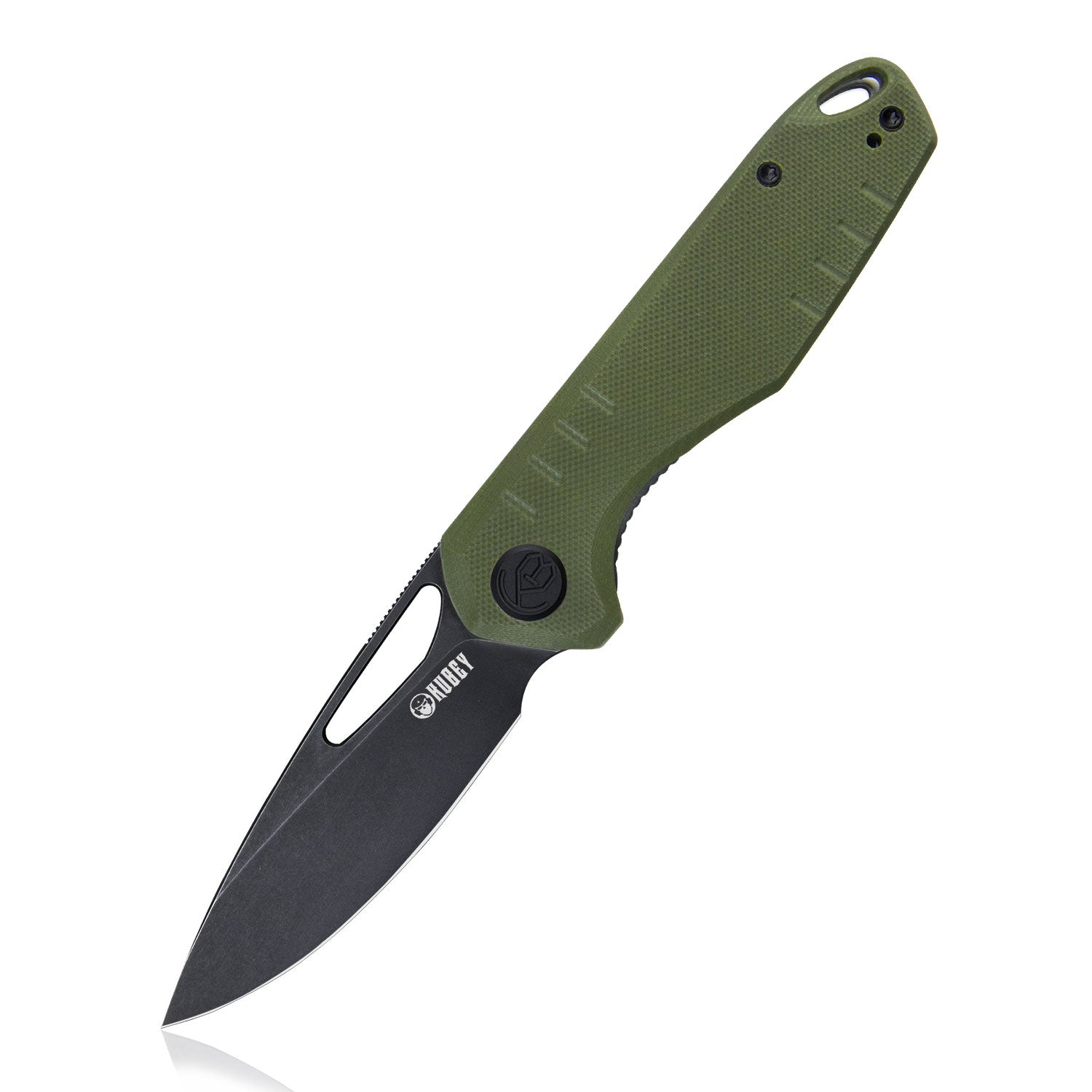 Kubey Doris Liner Lock Front Flipper Folding Knife Green G10 Handle 3.27" Darkwashed D2 KU324C