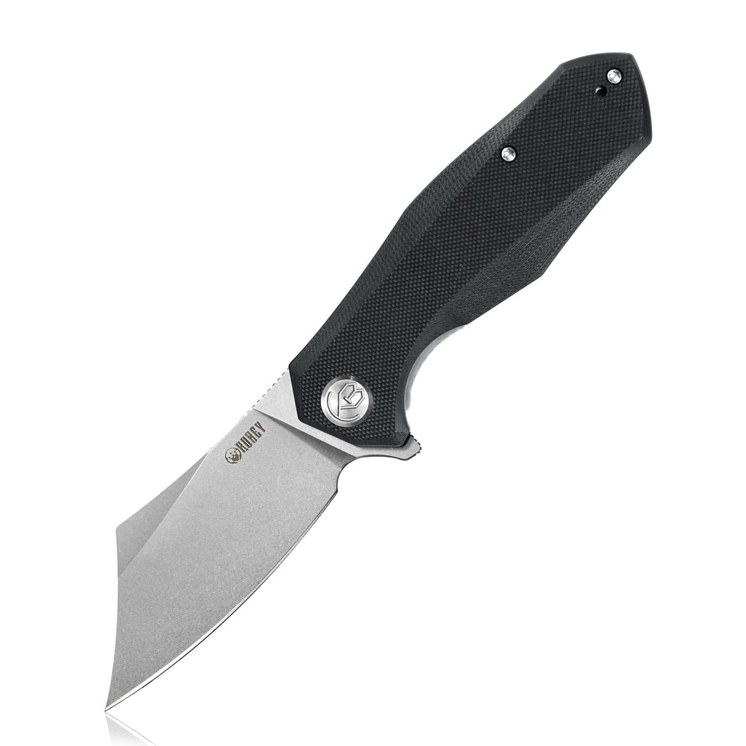 Kubey Echo Nest Liner Lock Flipper Knife Black G10 Handle 3.27" Bead Blasted D2 KU329A