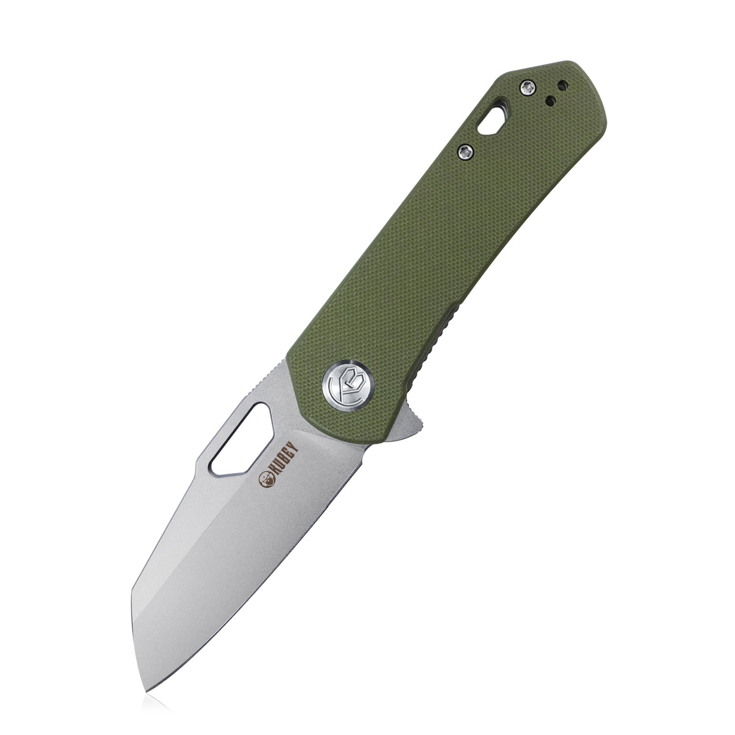 Kubey Duroc Liner Lock Flipper Folding Knife Olive G10 Handle 2.91" Bead Blasted D2 KU332B