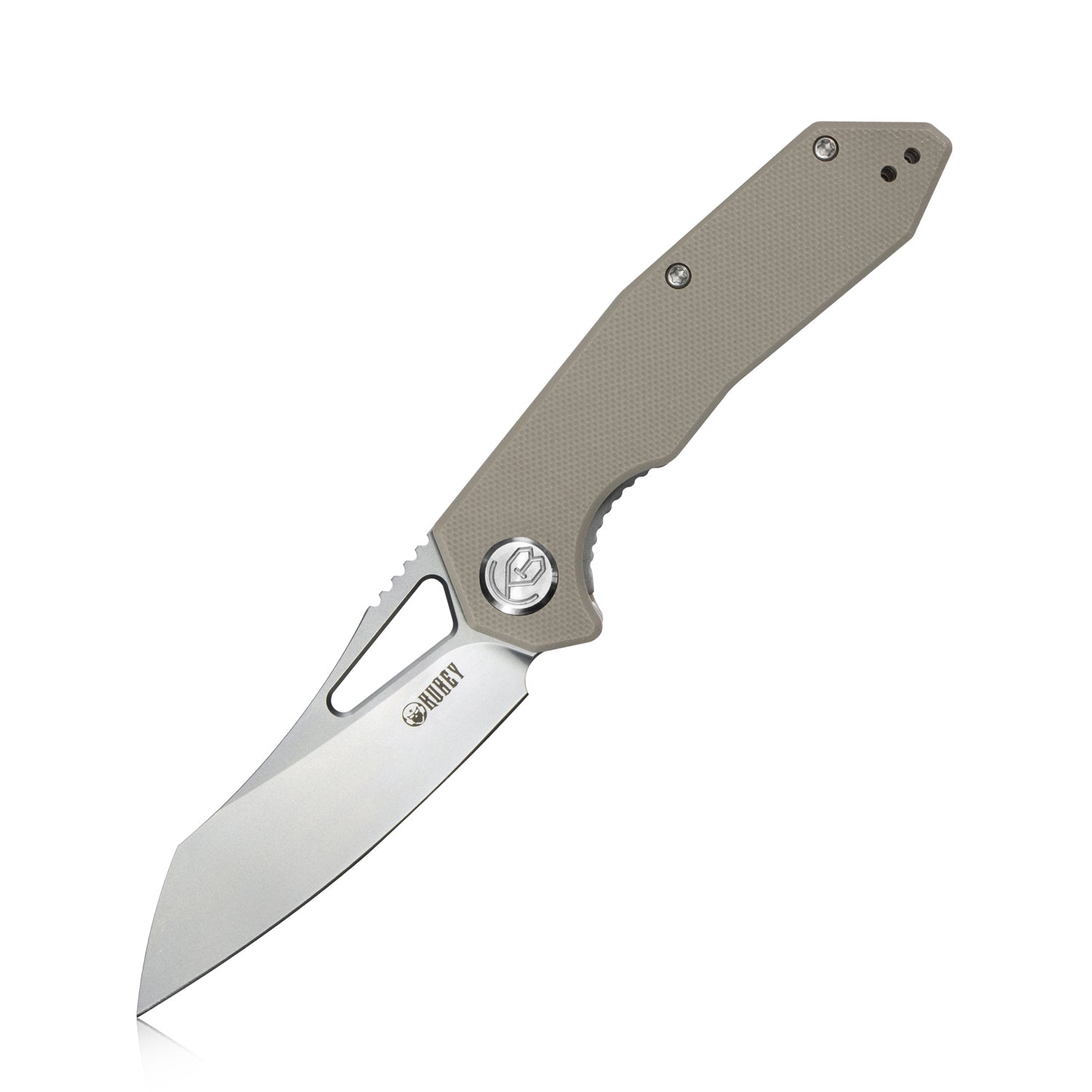 Kubey Vagrant Liner Lock Folding Knife Tan G10 Handle (3.1" Sandblast AUS-10) KU291B