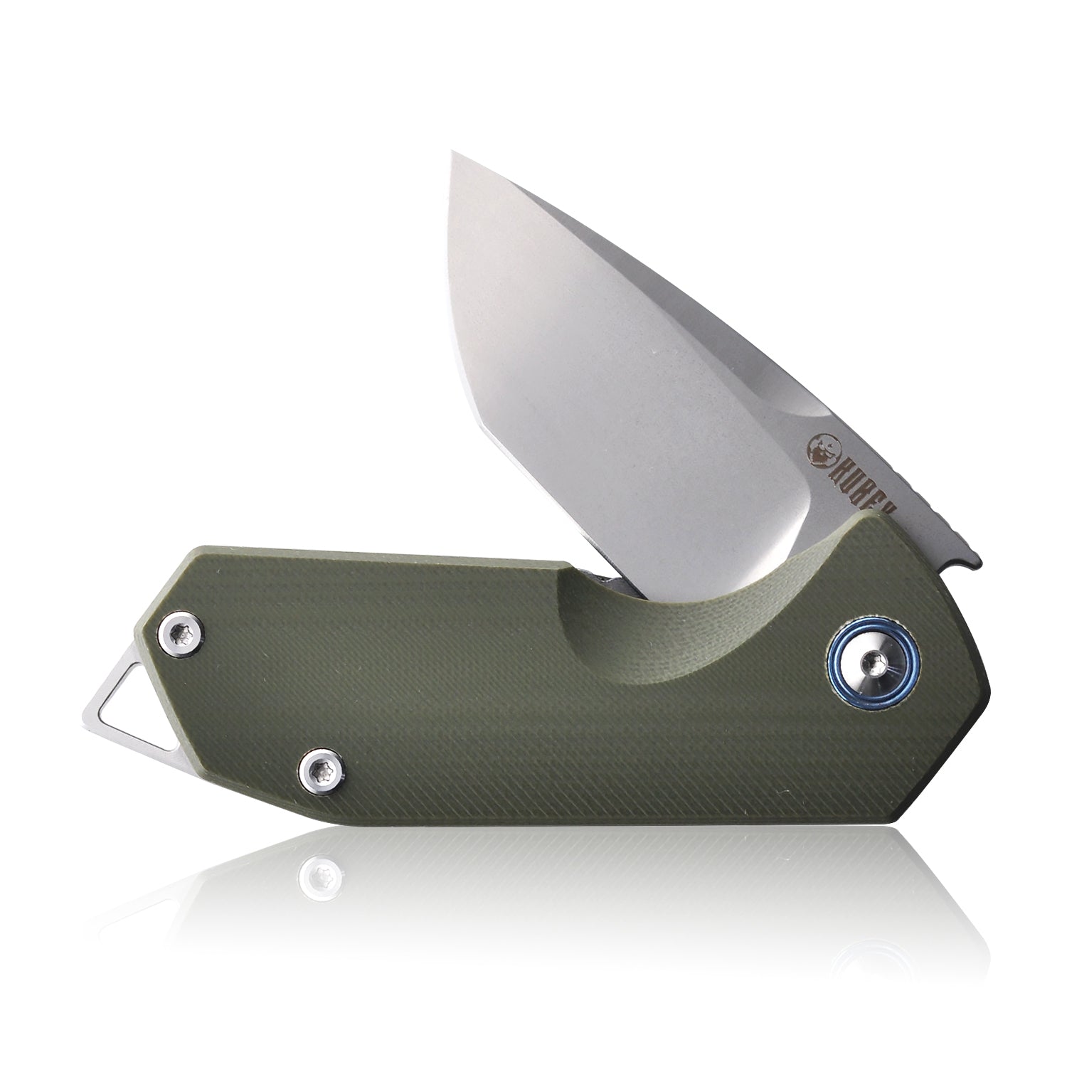 Kubey Campe Nest Liner Lock EDC Flipper Knife OD Green G10 Handle 2.36" Sandblast D2 KU203B