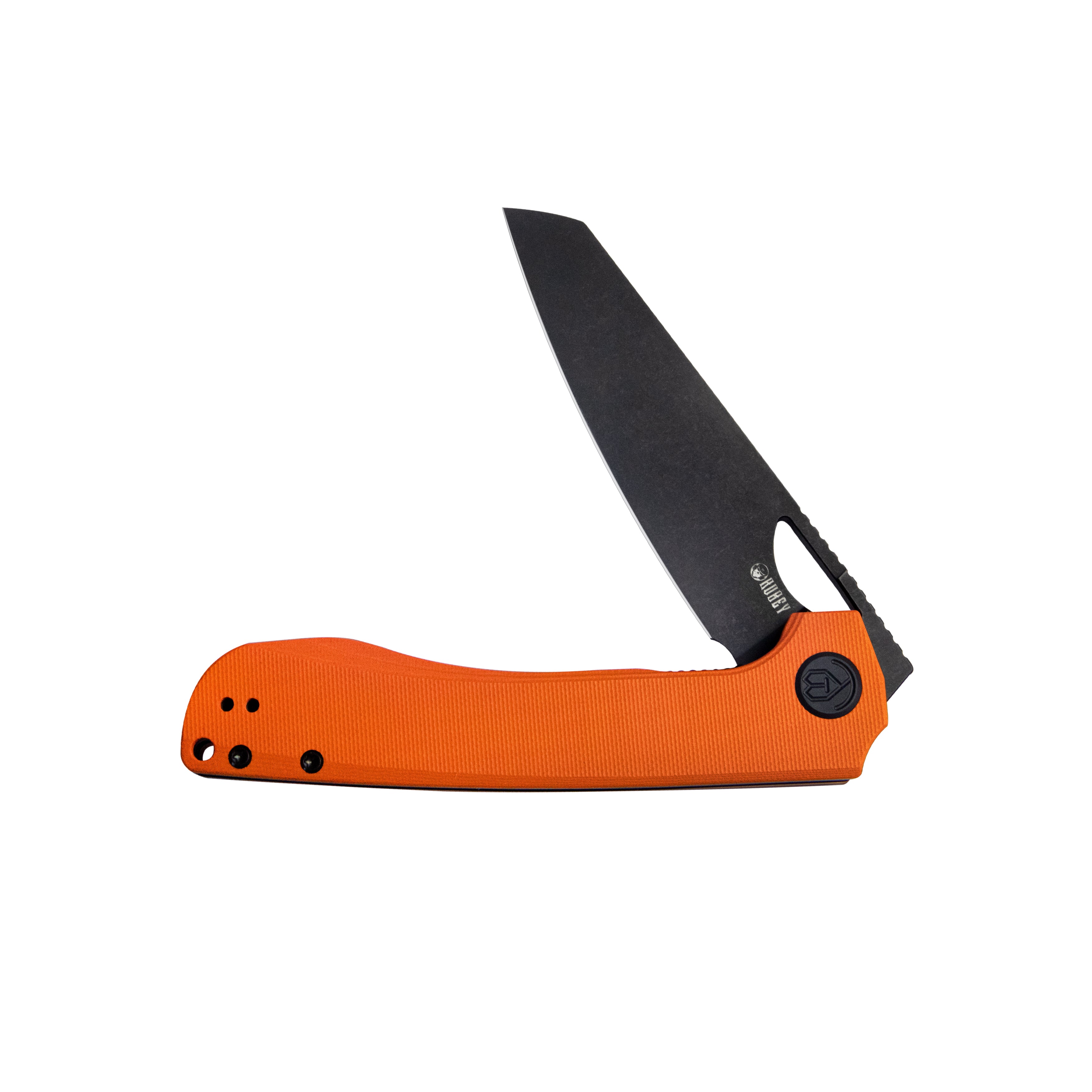 Kubey Elang Liner Lock Folding Knife Orange G10 Handle 3.94" Blackwashed Sheepsfoot AUS-10 KU365B