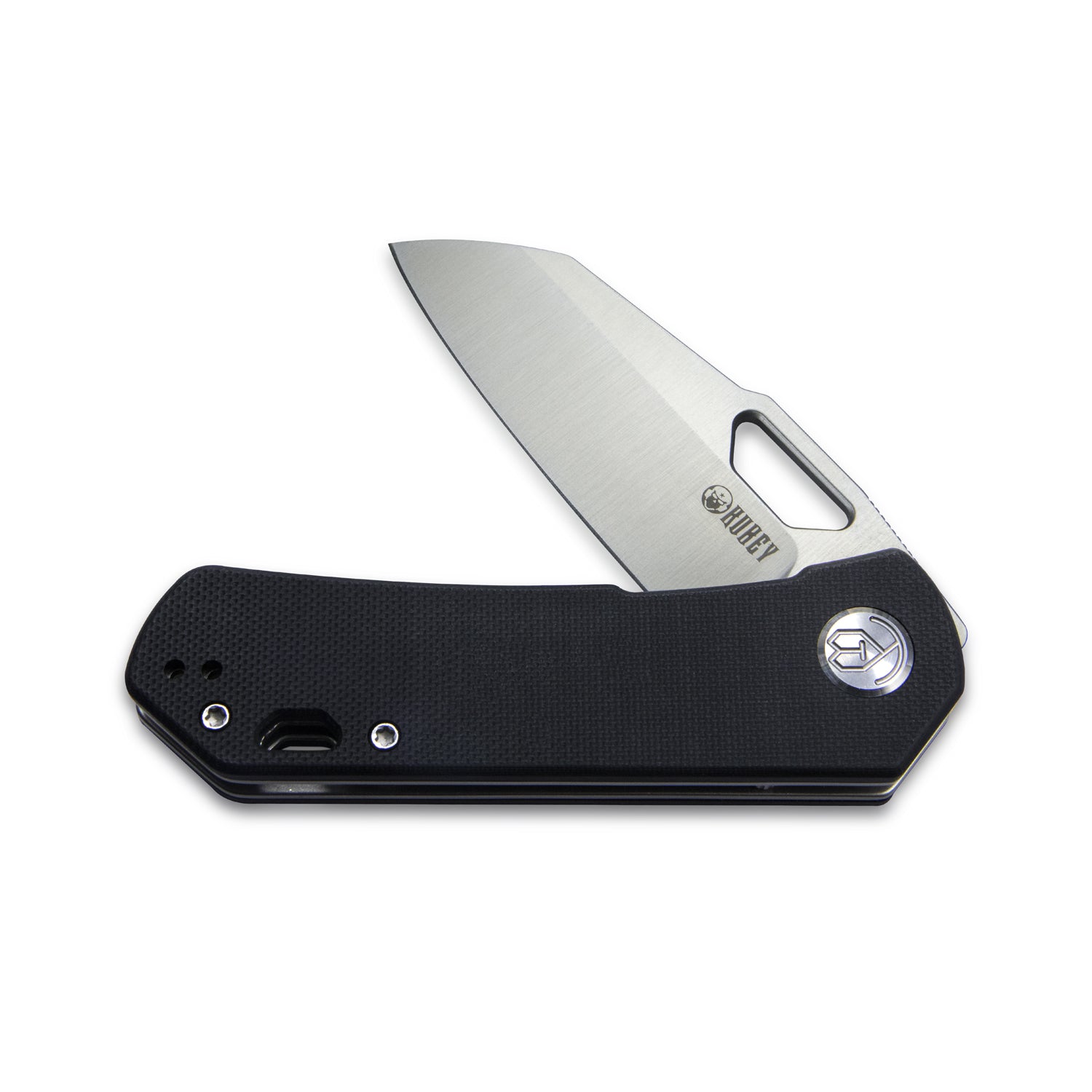 Kubey Duroc Liner Lock Flipper Folding Knife Black G10 Handle 2.91" Satin D2 KU332A