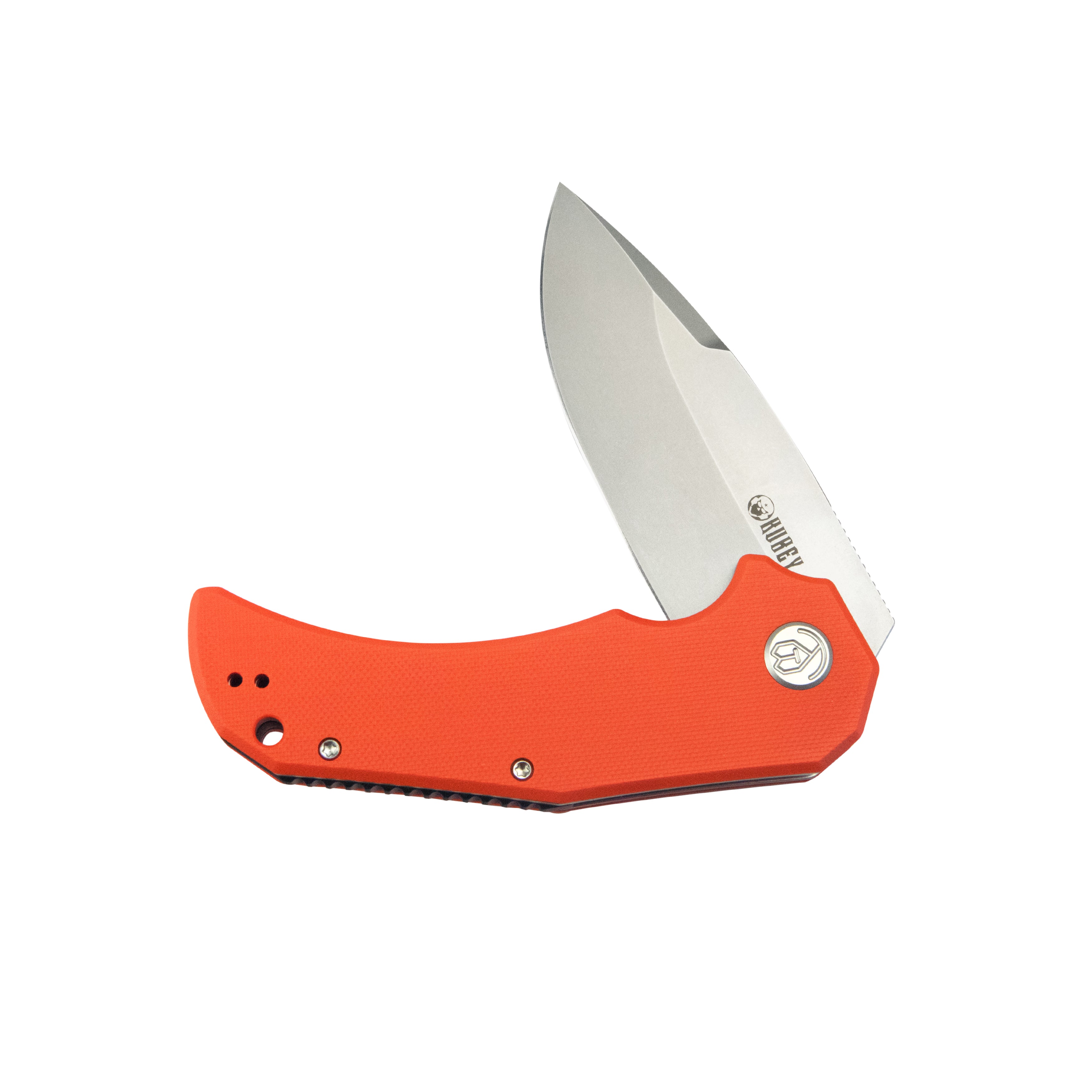 Kubey Mikkel Willumsen Design Bravo one Drop Point Outdoor Folding Camping Knife Orange G10 Handle 3.39" Beadblast AUS-10 KU319B