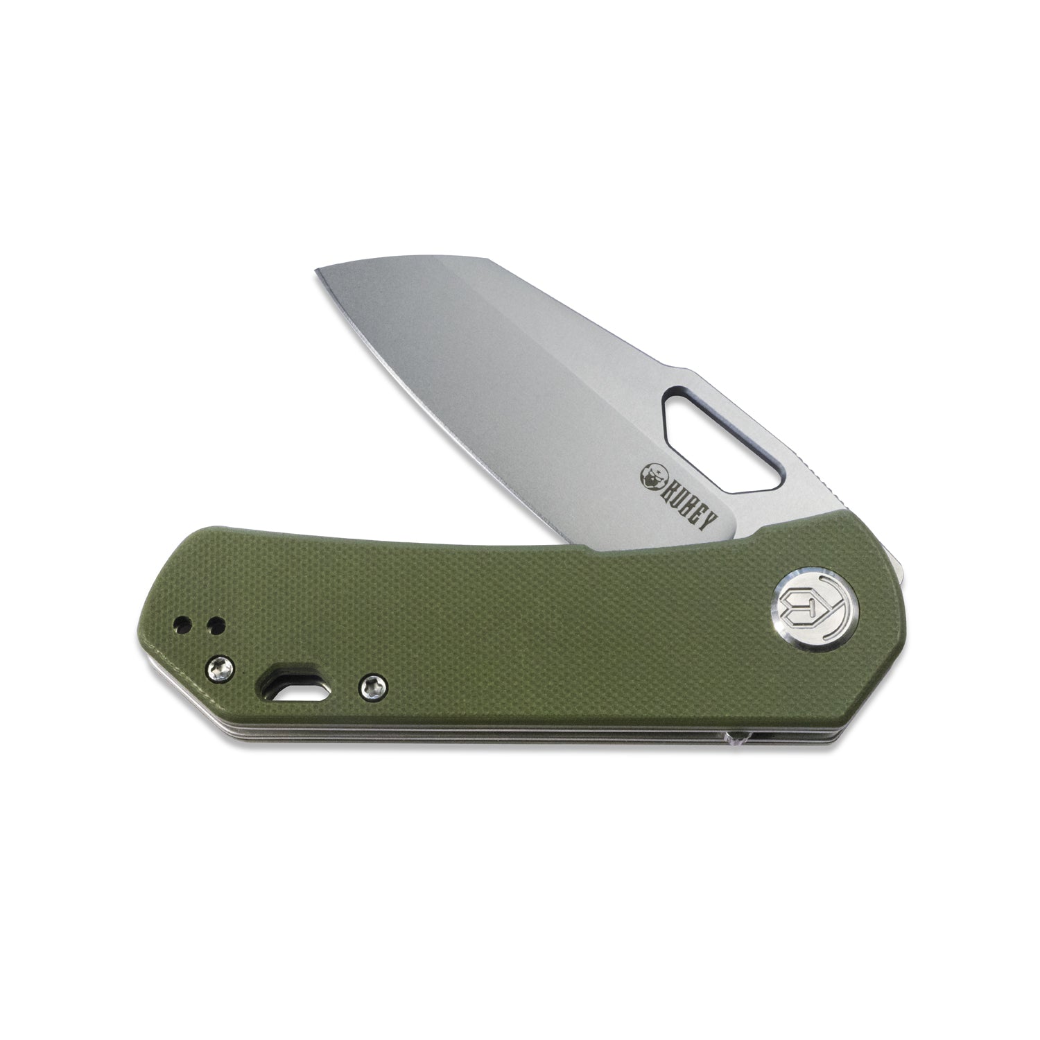 Kubey Duroc Liner Lock Flipper Folding Knife Olive G10 Handle 2.91" Bead Blasted D2 KU332B