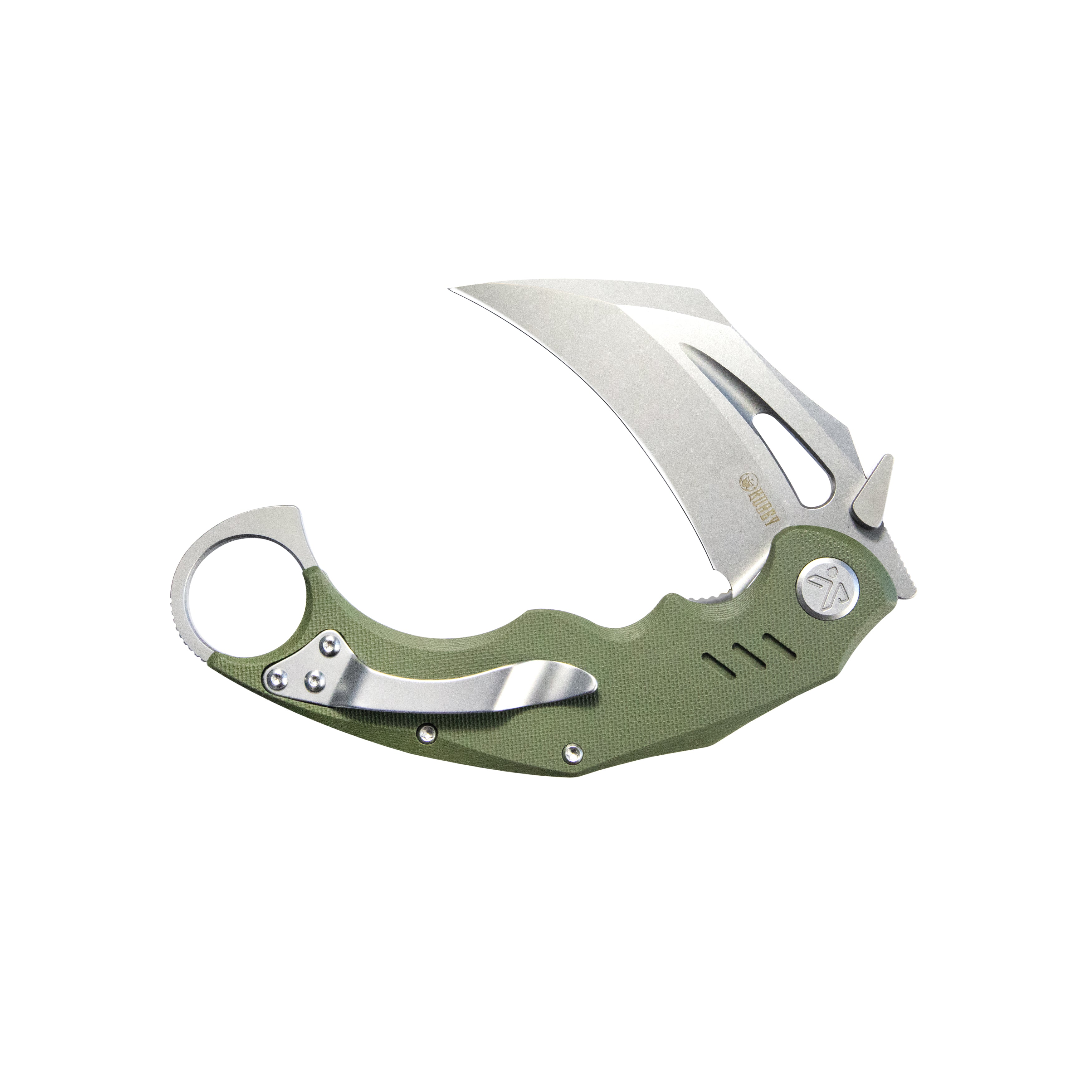 Kubey Wrath Karambit Folding Knife Green G-10 Handle 2.68" Beadblast 14C28N Blade KU261B