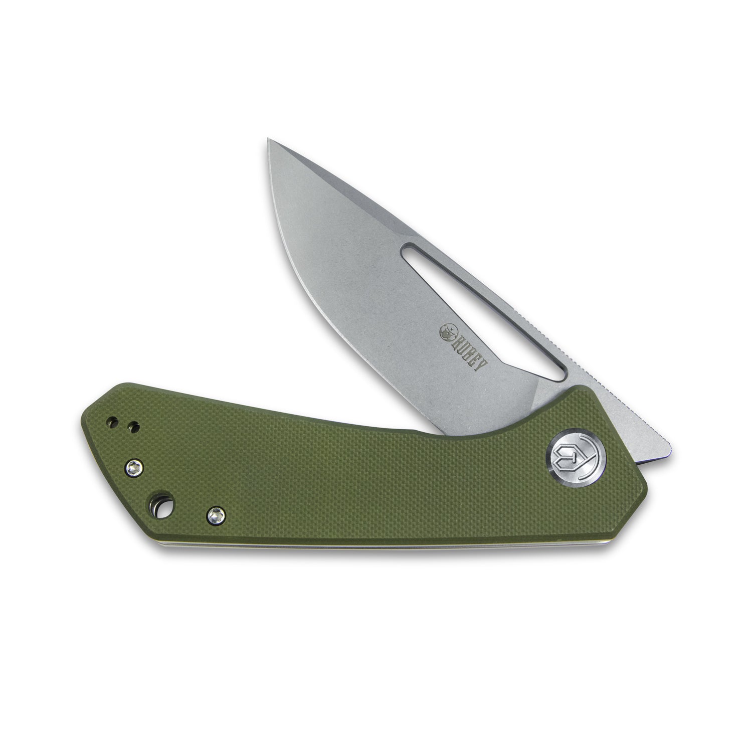 Kubey Thalia Front Flipper EDC Pocket Folding Knife Green G10 Handle 3.27" Bead Blasted D2 KU331D