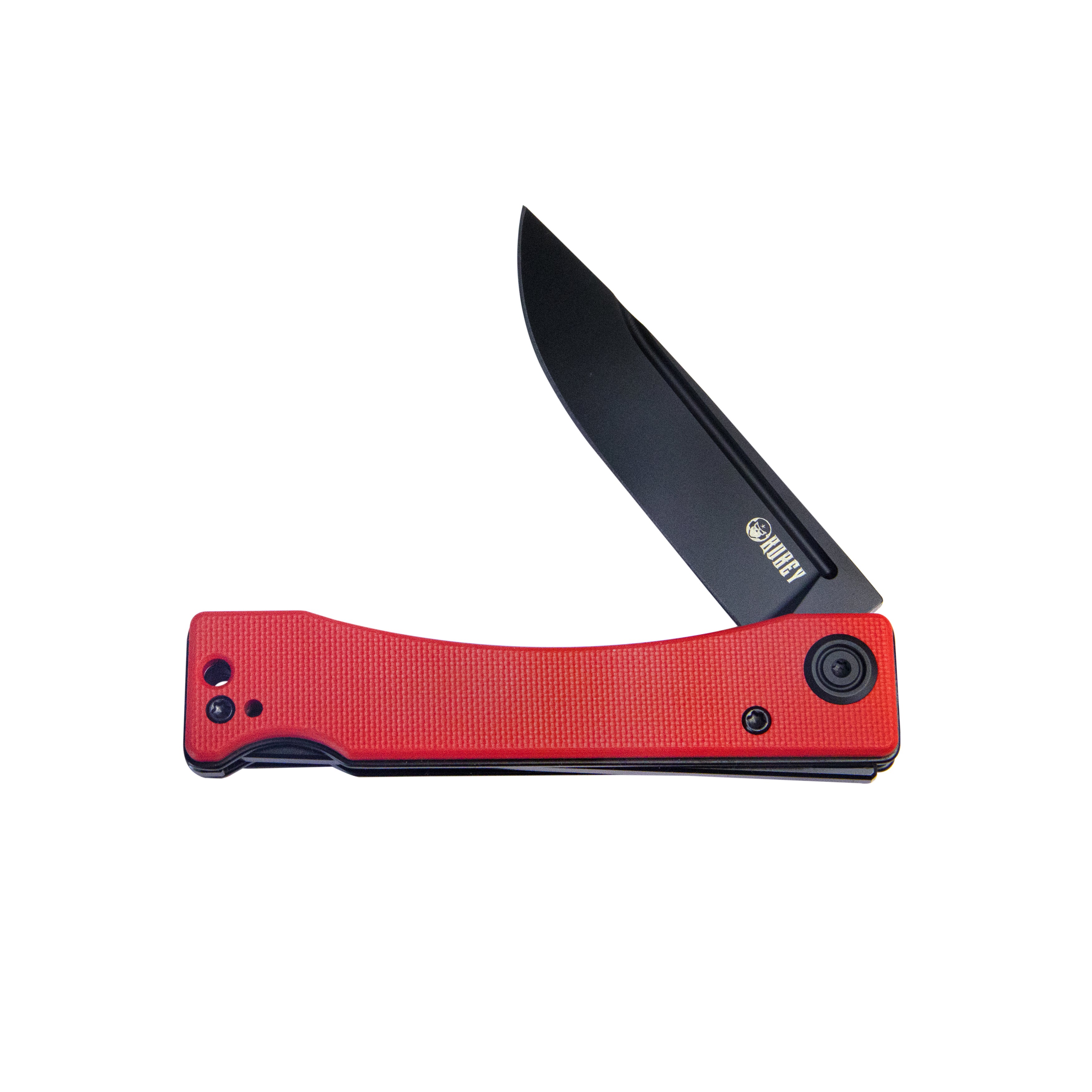 Kubey Akino Lockback Pocket Folding Knife Red G10 Handle 3.15" Blackwashed Sandvik 14C28N KU2102C