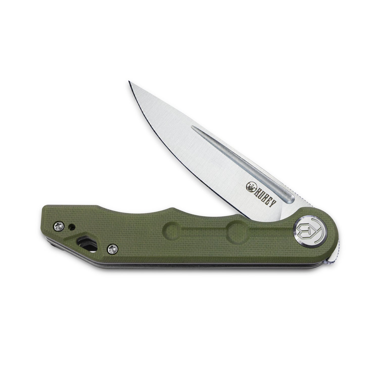 Kubey Mizo Liner Lock Front Flipper Folding Knife Green G10 Handle 3.15" Satin 14C28N KU2101D