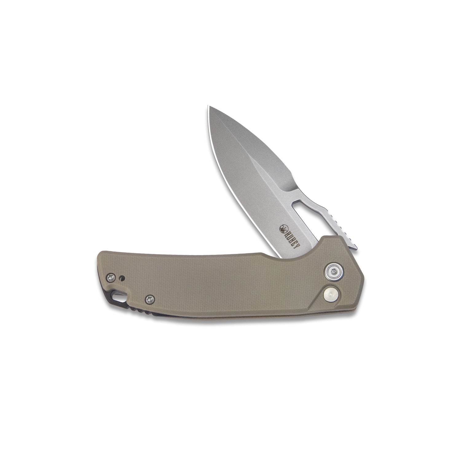 Kubey RDF Pocket Knife with Button Lock, Full-Contoured Tan G-10 Handle 3.11" Bead Blasted AUS-10 Blade, Lightweight Hydra Designed Folding Knife for EDC KU316D