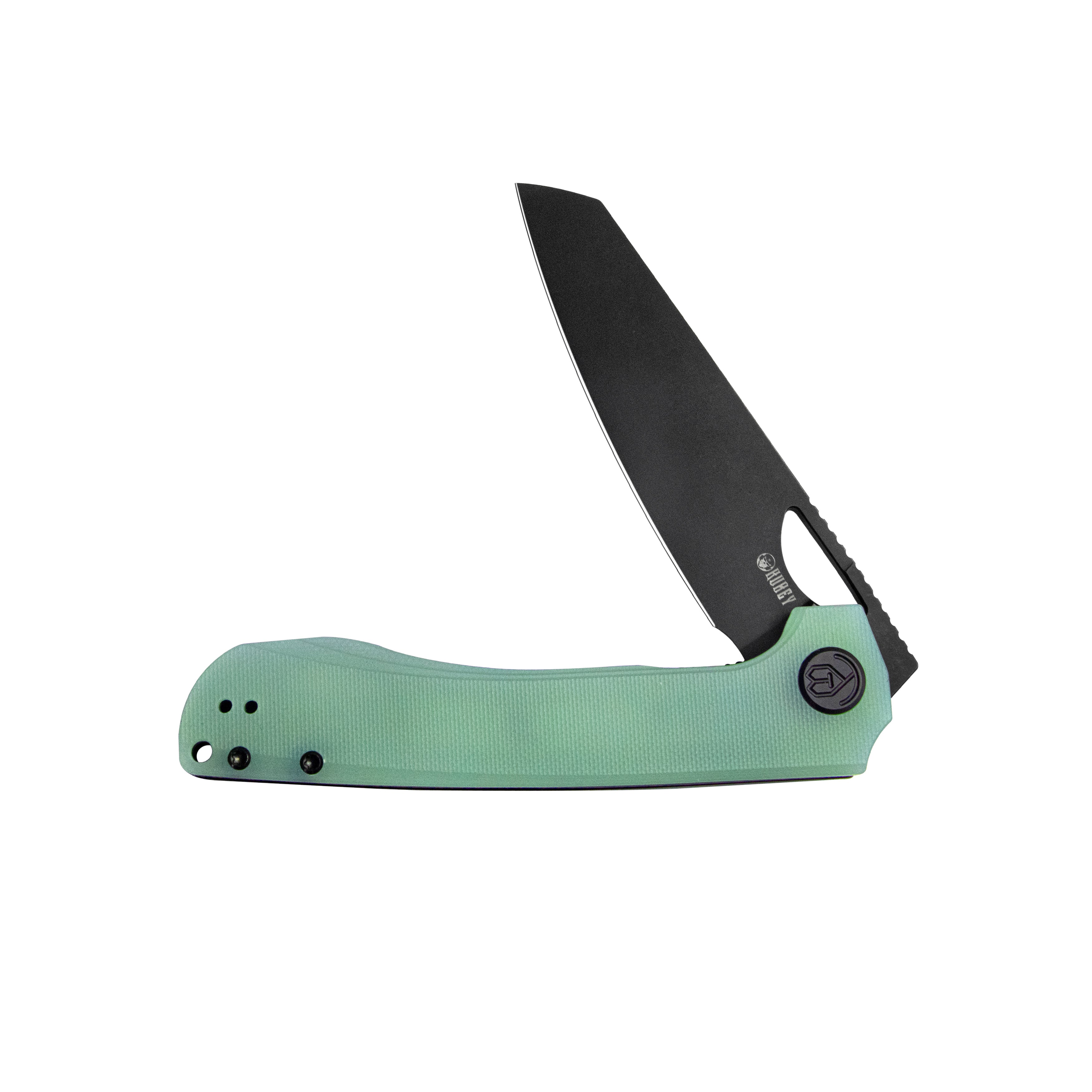 Kubey Elang Liner Lock Folding Knife Jade G10 Handle 3.94" Blackwashed Sheepsfoot AUS-10 KU365D