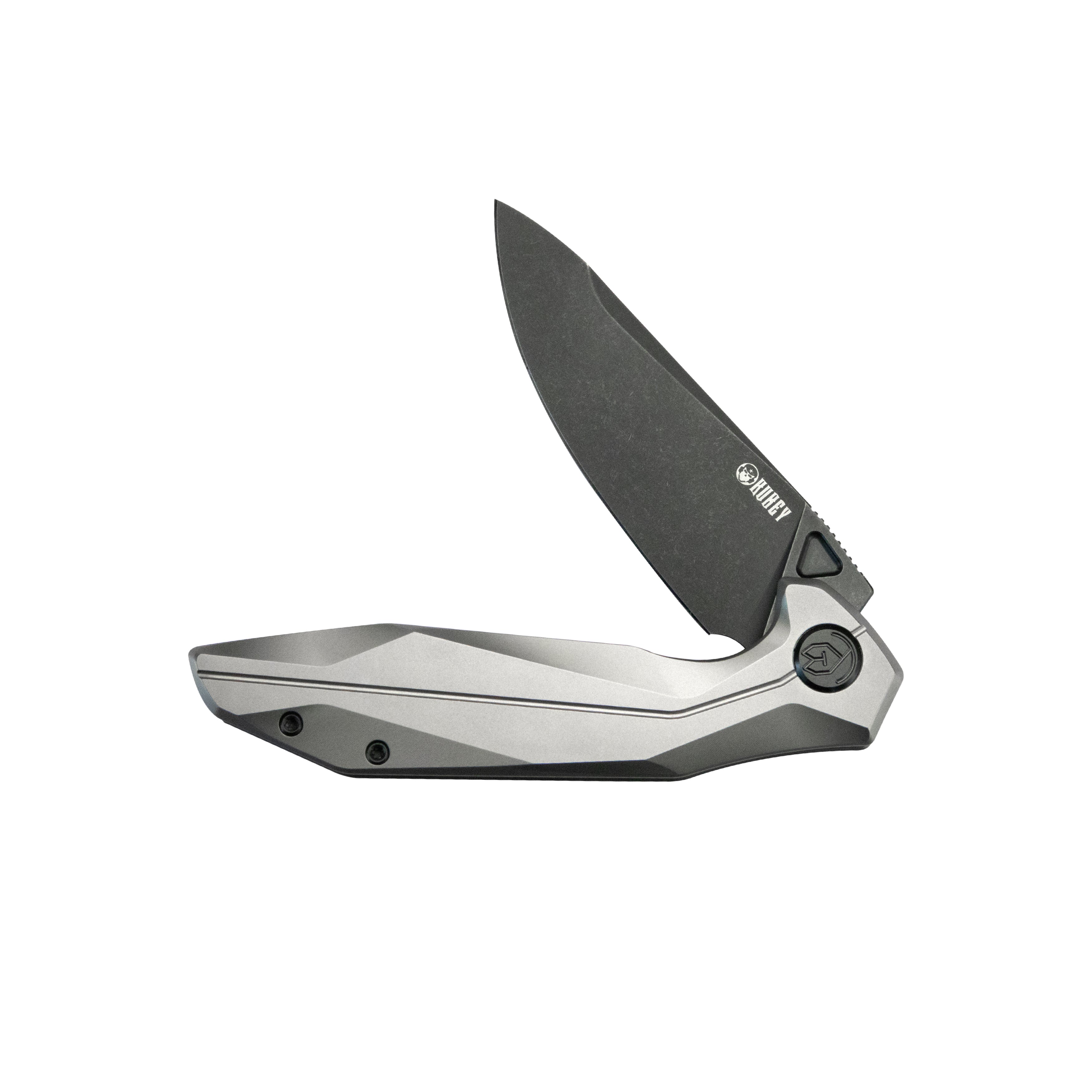 Kubey Nova Frame Lock Flipper Folding Knife Gray 6AL4V Titanium Handle 3.66" Darkwashed 14C28N KB235E