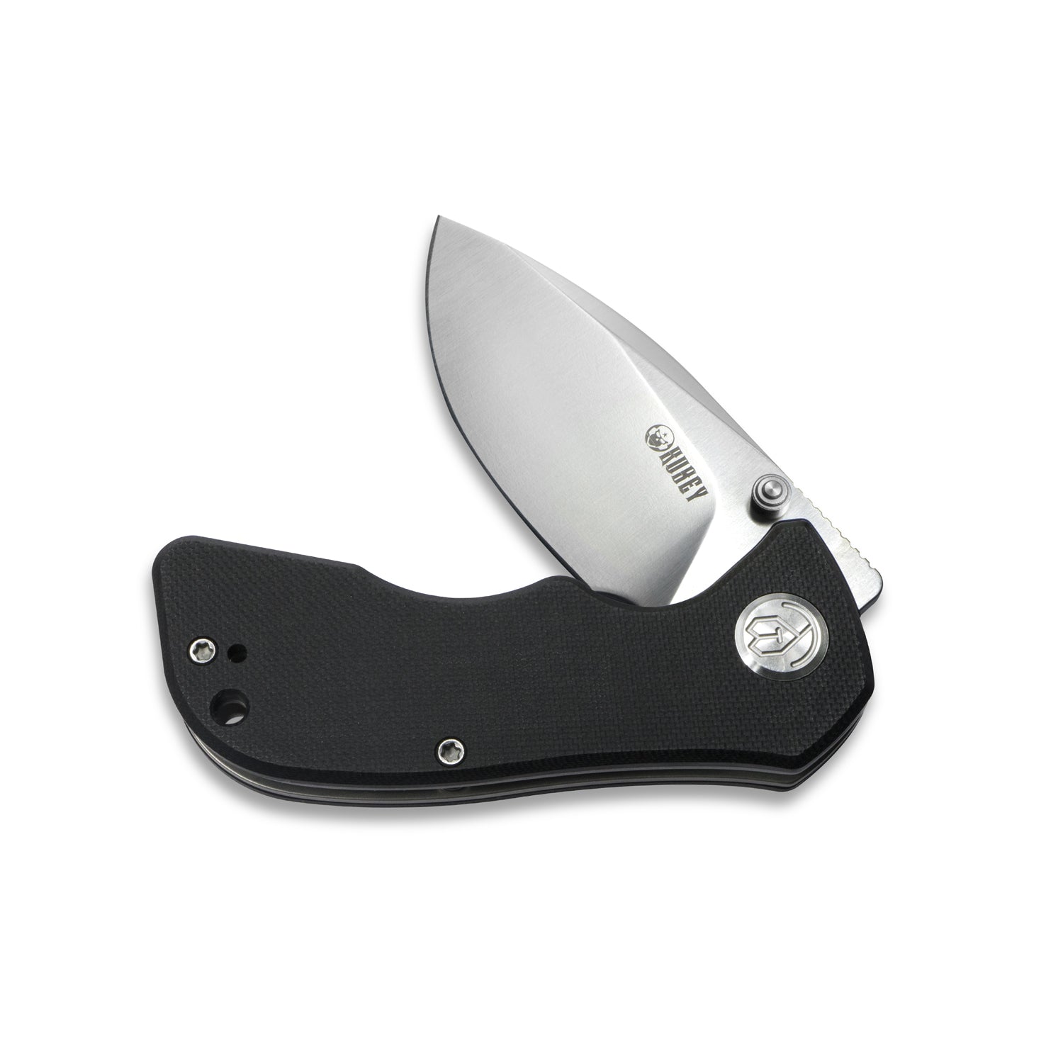 Kubey Karaji Liner Lock Dual Thumb Studs Open Folding Pocket Knife Black G10 Handle 2.56" Bead Blasted D2 KU180E