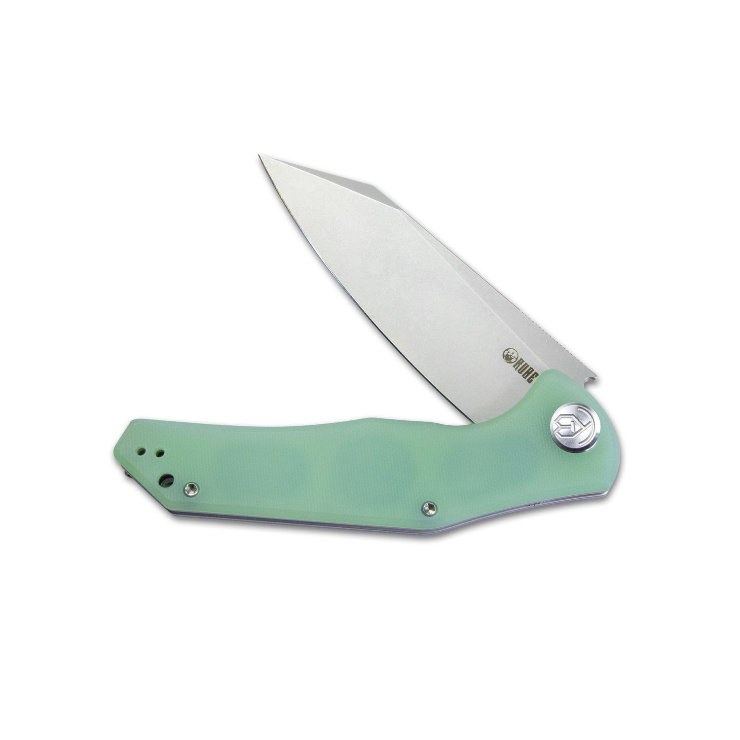 Kubey Flash Liner Lock Flipper Folding Knife Jade G10 Handle 3.82" Beadblasted AUS-10 KU158I