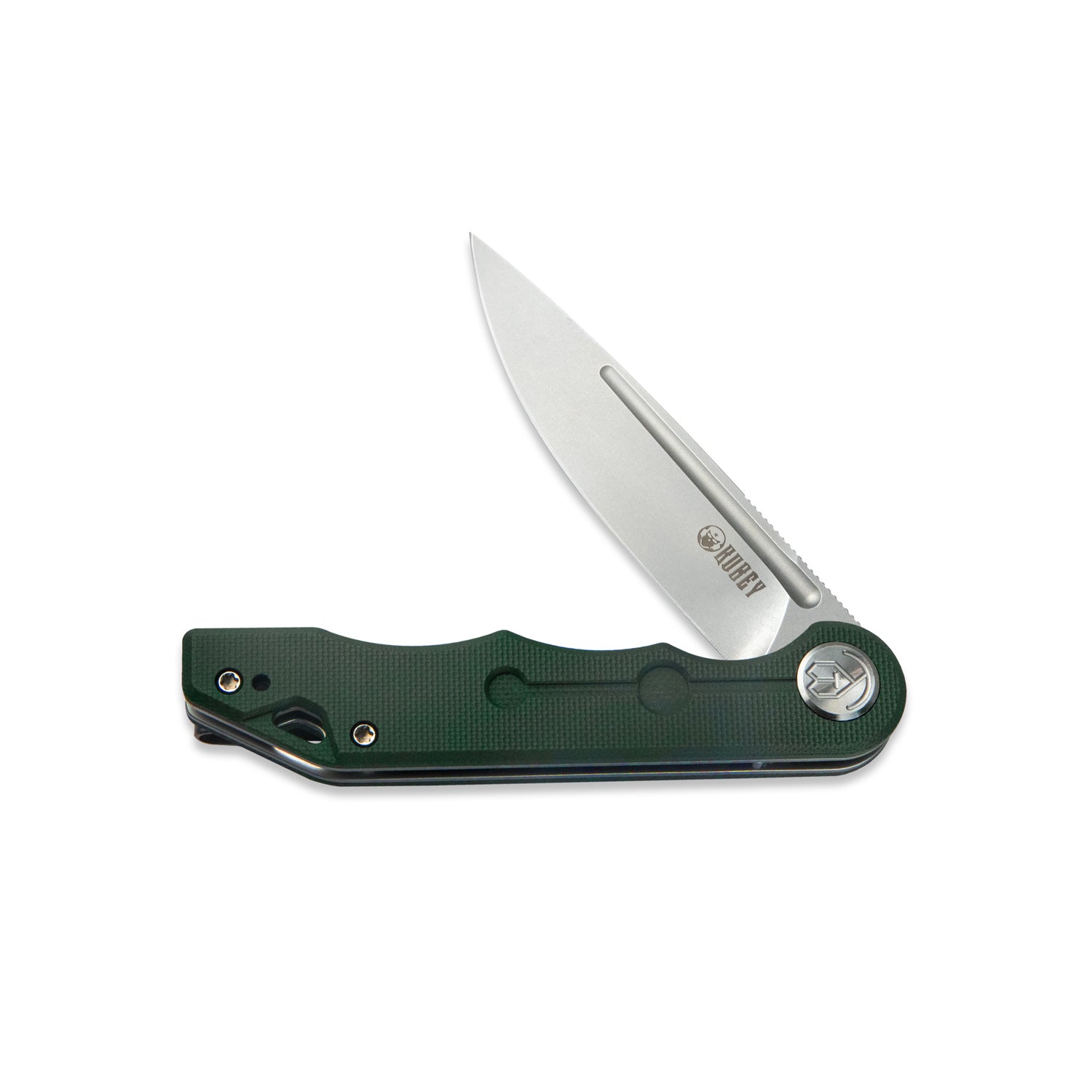 Kubey Mizo Liner Lock Flipper Folding Knife Green G10 Handle 3.15" Bead Blast AUS-10 KU312F