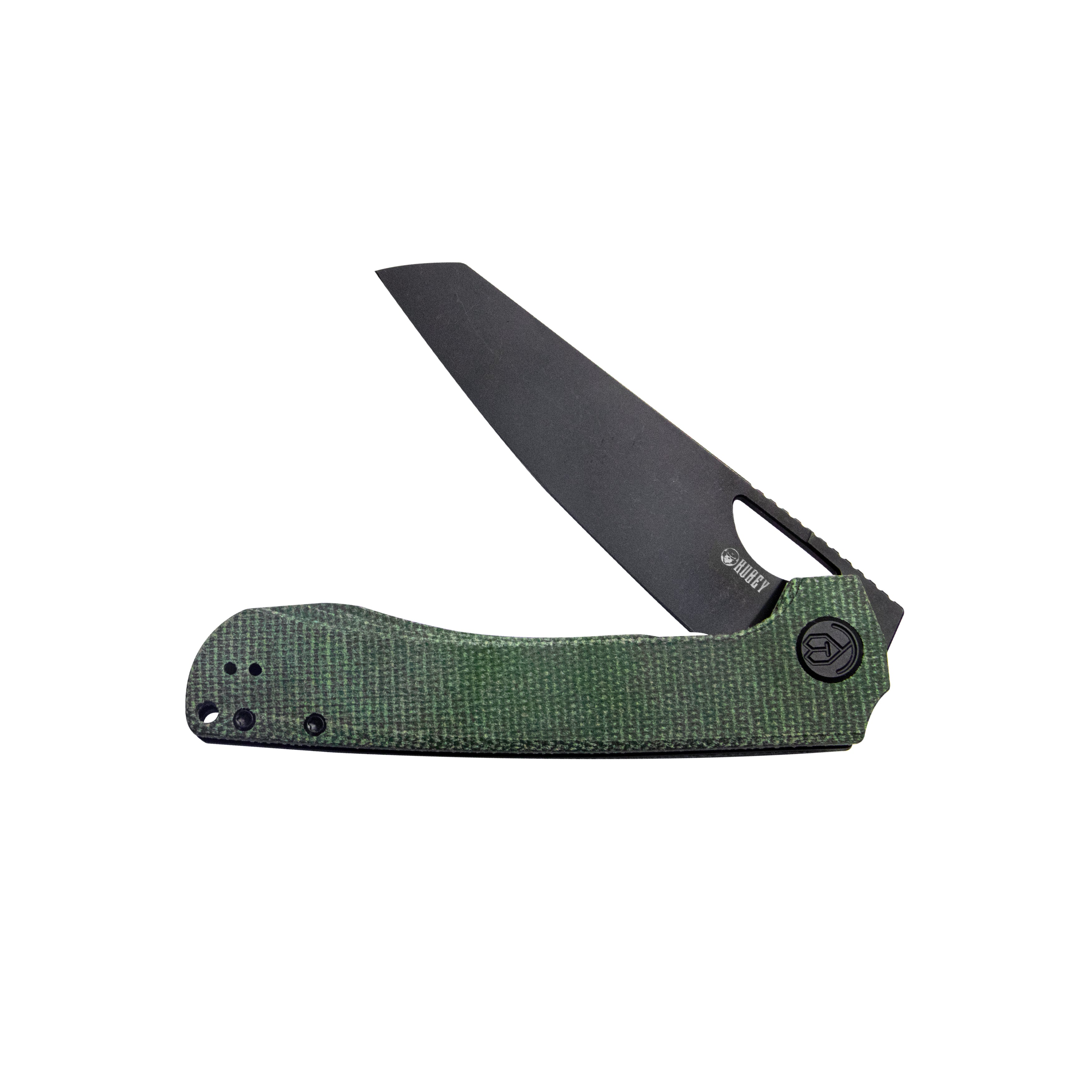 Kubey Elang Liner Lock Folding Knife Green Micarta Handle 3.94" Blackwashed Sheepsfoot AUS-10 KU365F