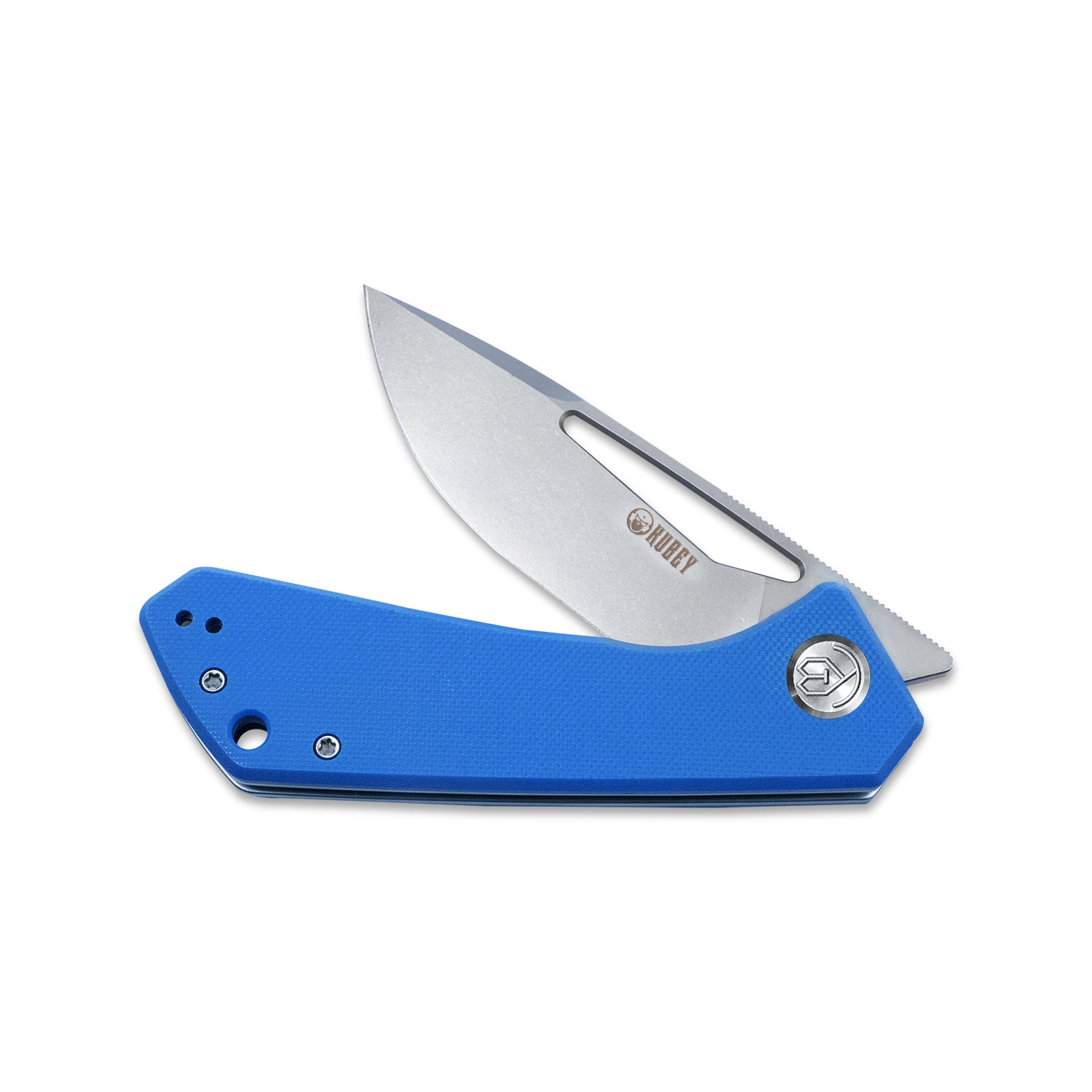 Kubey Thalia Front Flipper EDC Taschenklappmesser Blauer G10-Griff 3,27" Perlengestrahlt D2 KU331B